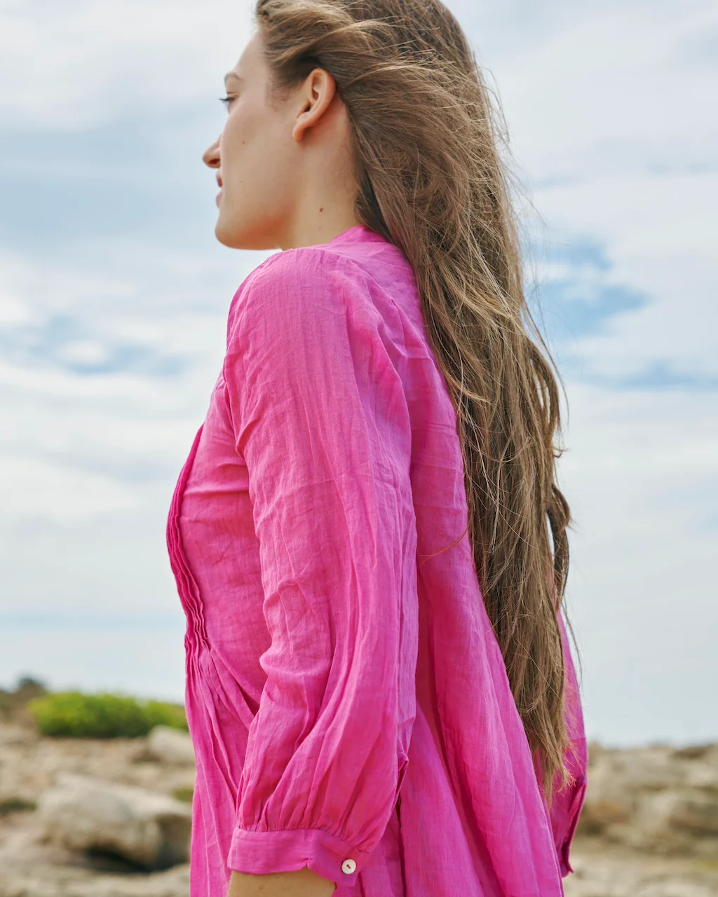 Aditi Cotton Gauze Dress - Fuchsia - Image 4