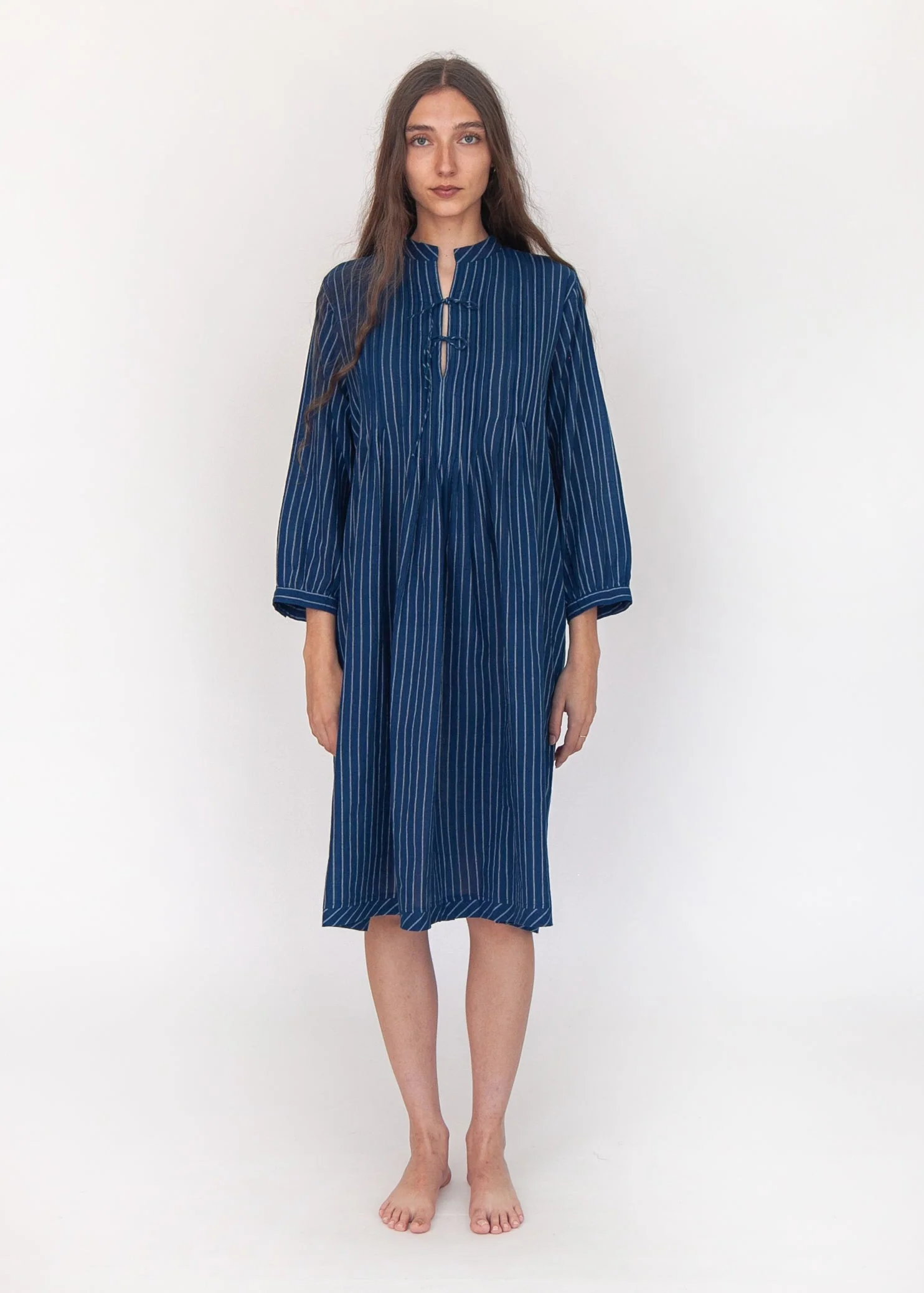 Aditi Double Stripe Dress  - Natural Indigo