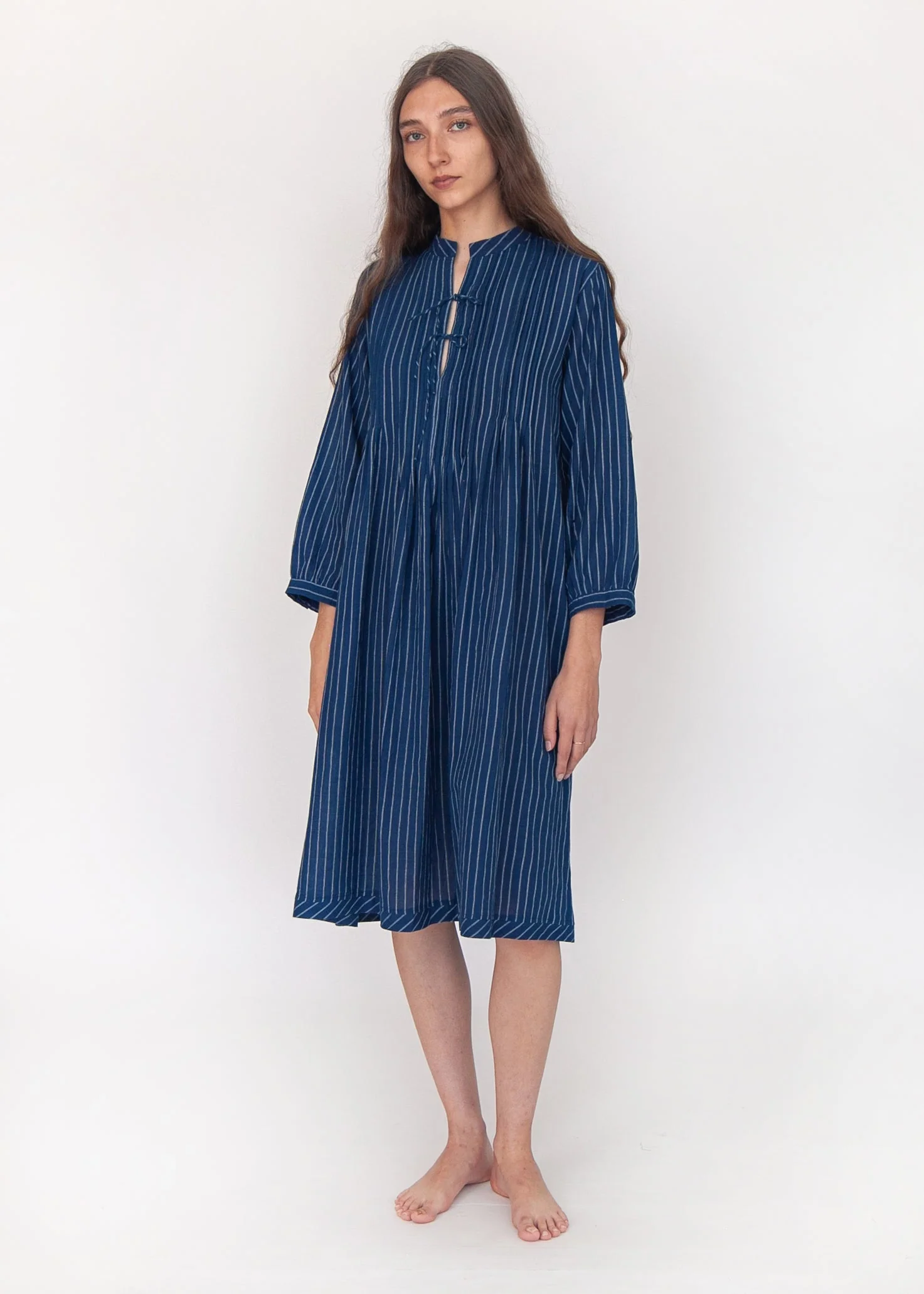 Aditi Double Stripe Dress  - Natural Indigo - Image 4