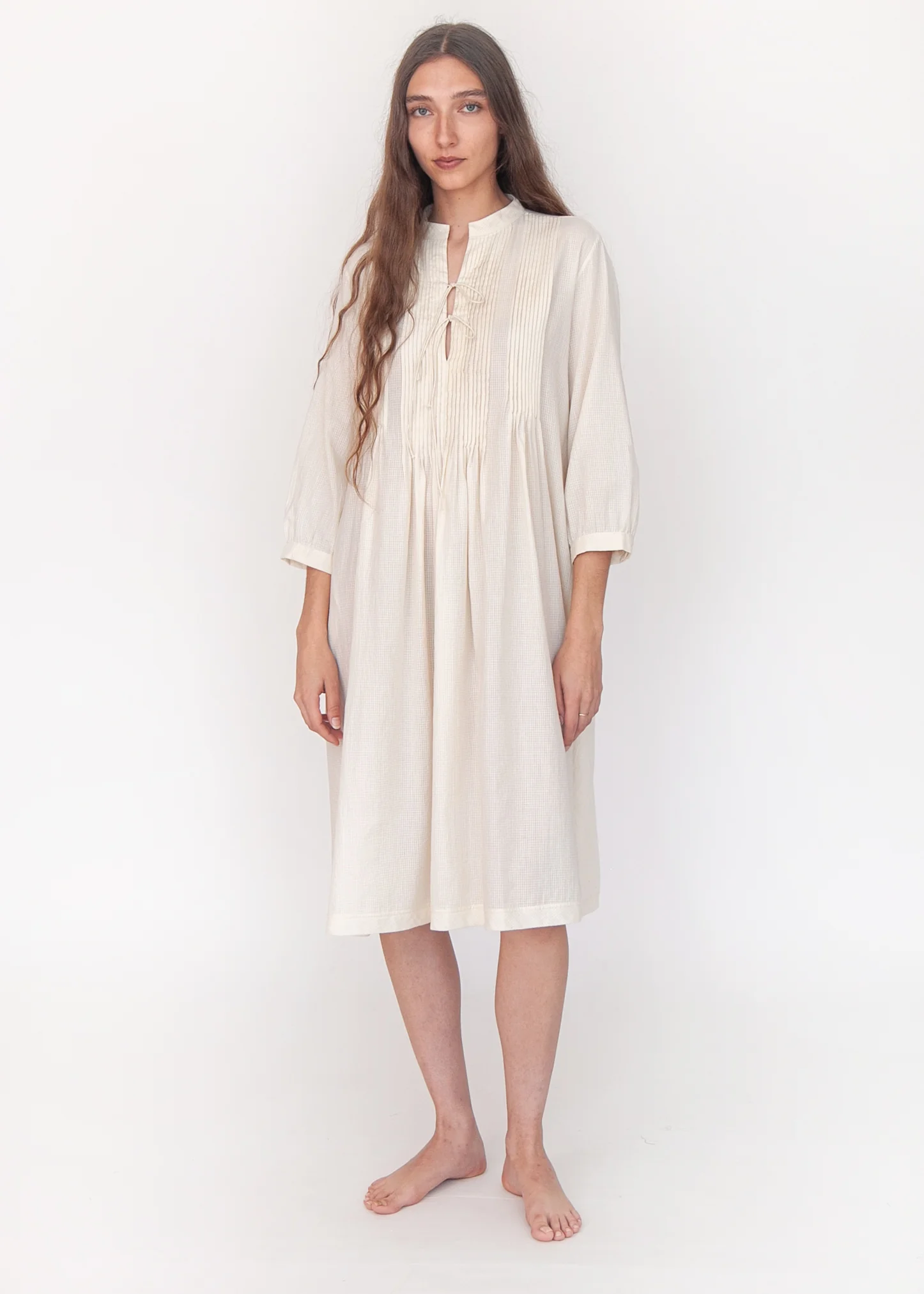 Aditi Tiny Checks Dress - Natural - Image 2