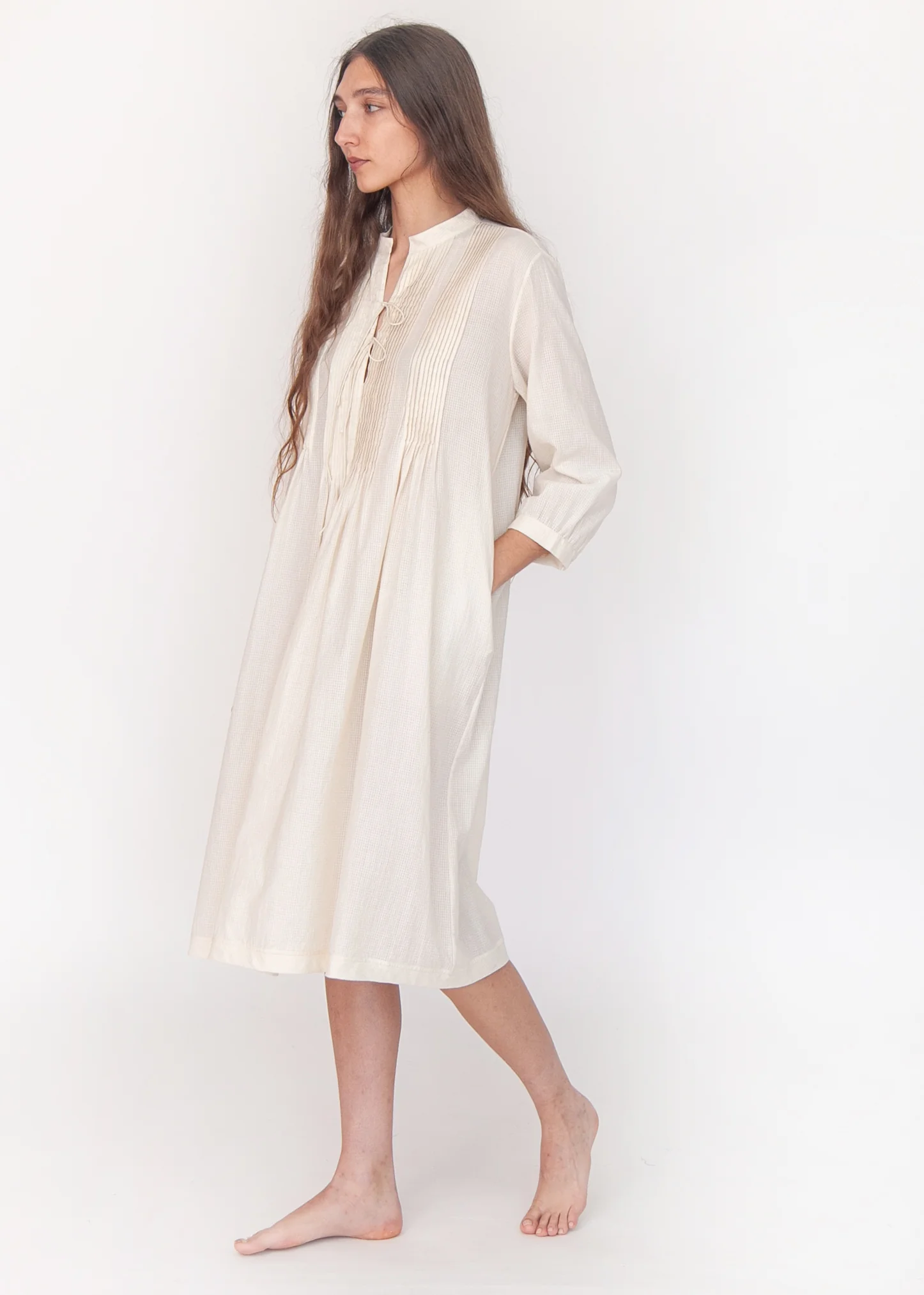 Aditi Tiny Checks Dress - Natural - Image 3