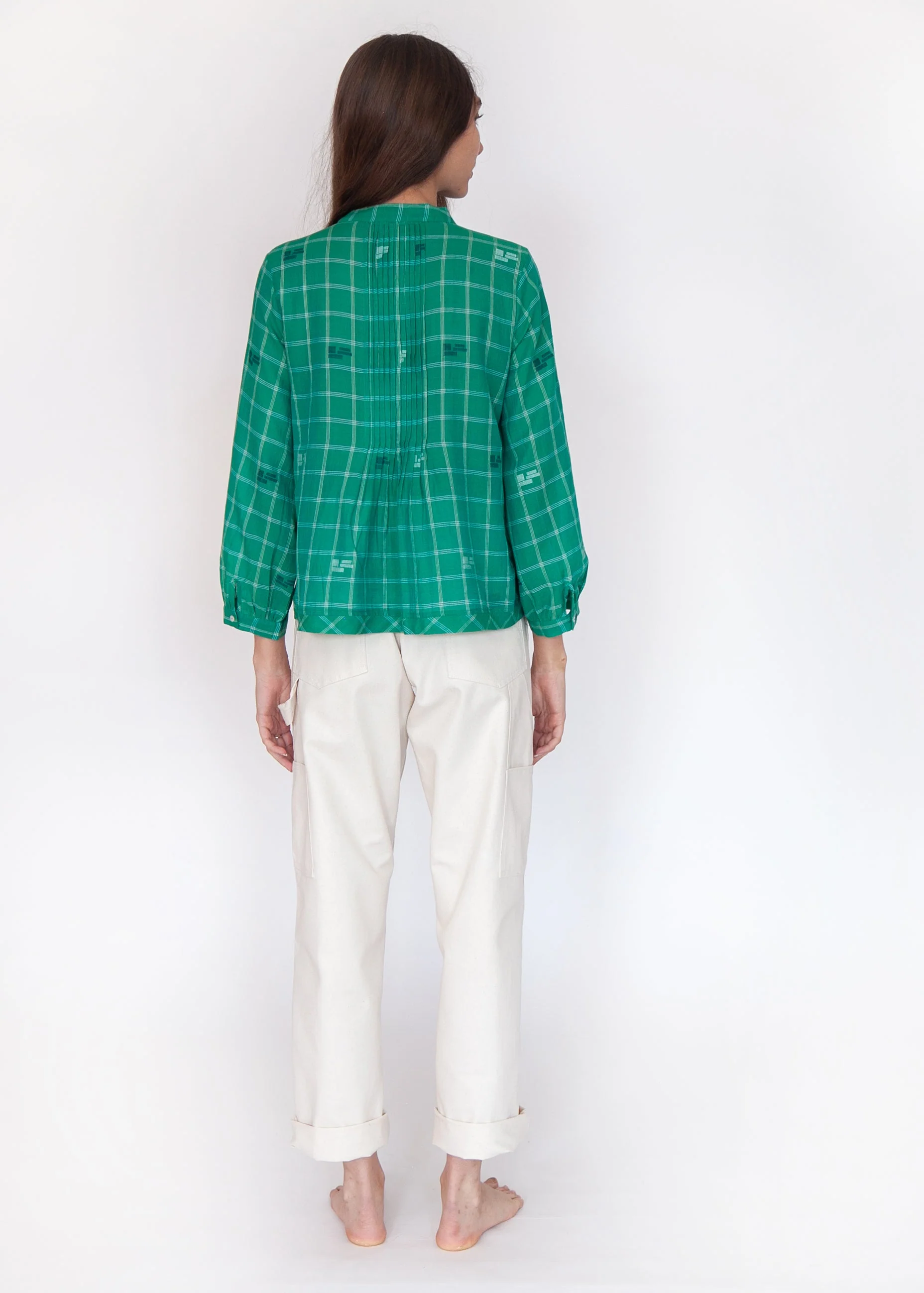 Alma Check Jamdani Top - Mint - Image 6