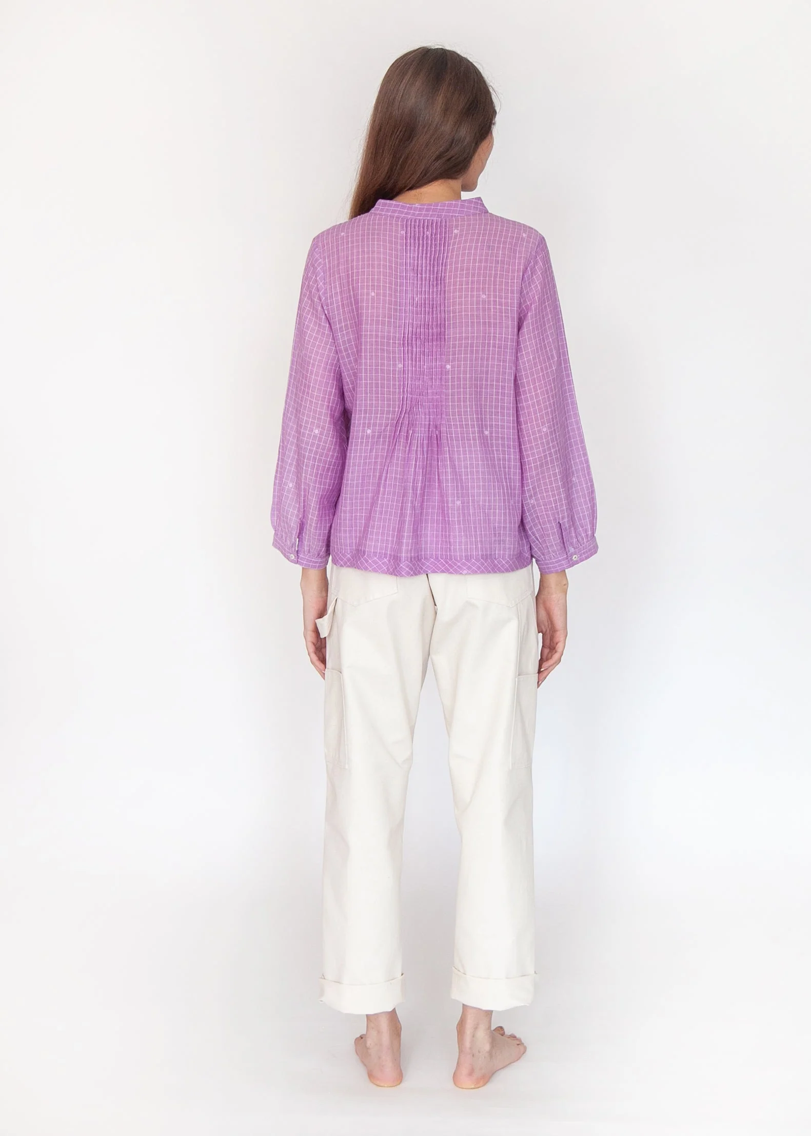 Alma Check Jamdani Top - Violetta - Image 3