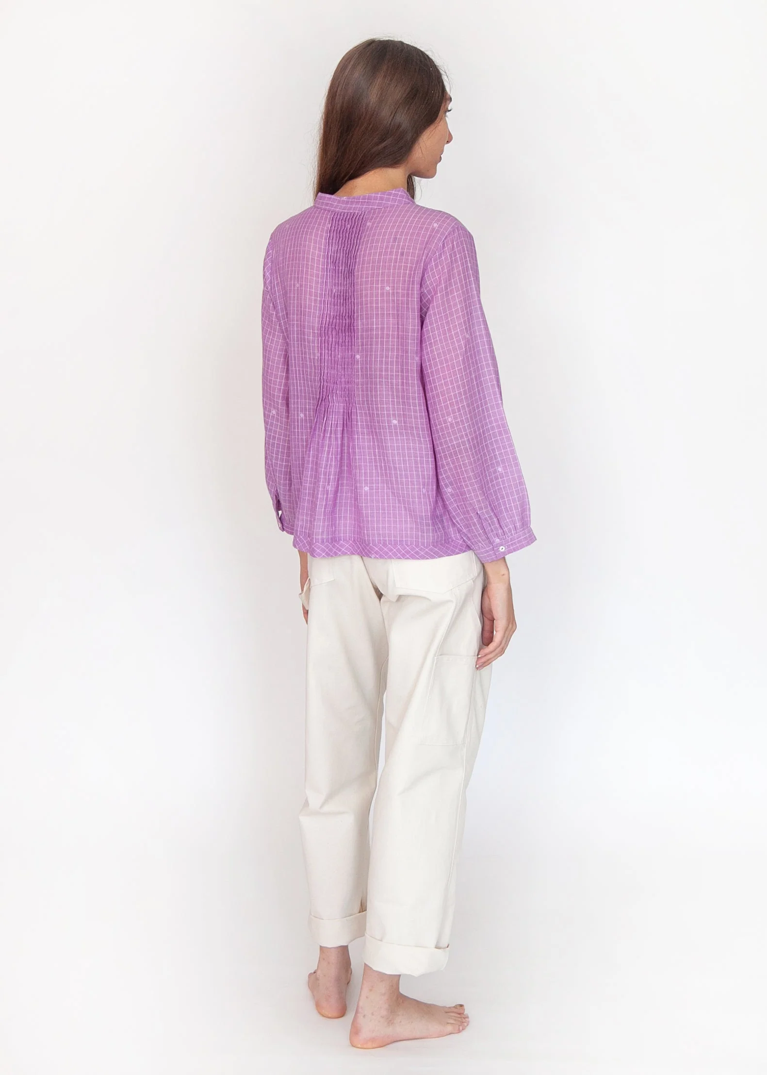 Alma Check Jamdani Top - Violetta - Image 4