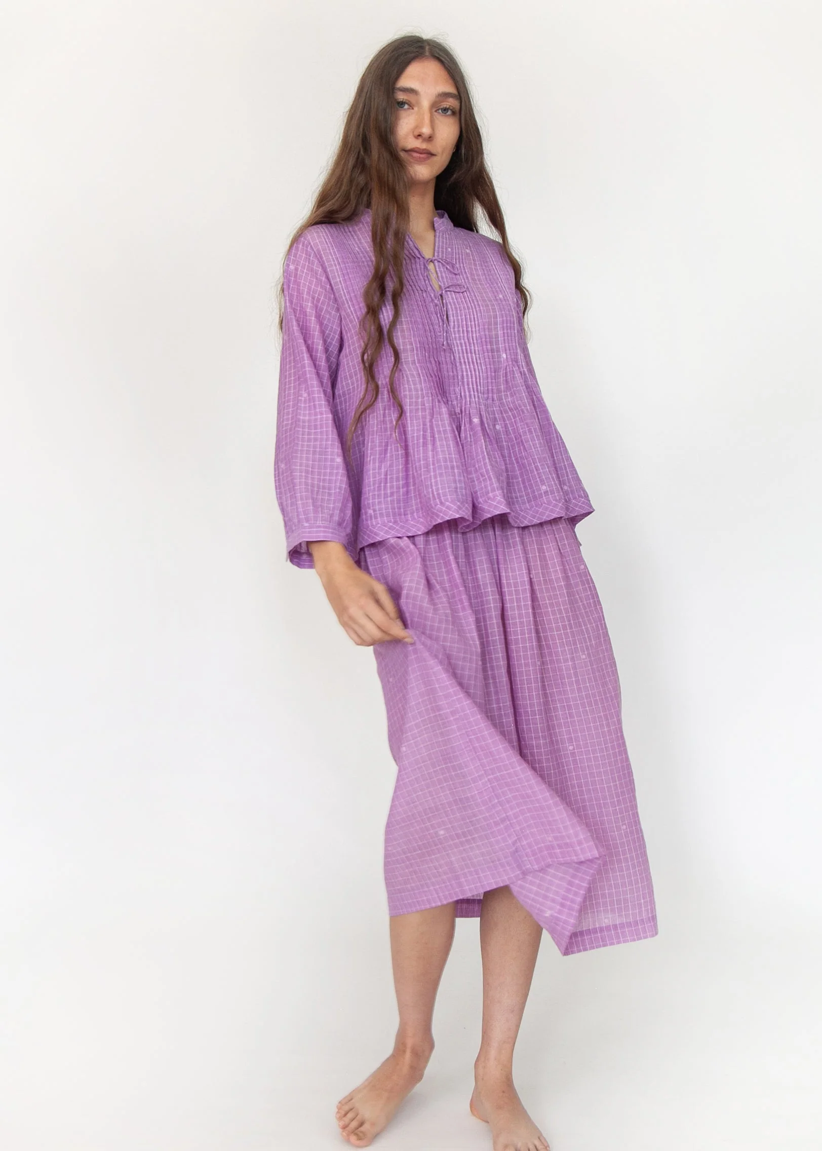 Alma Check Jamdani Top - Violetta - Image 5