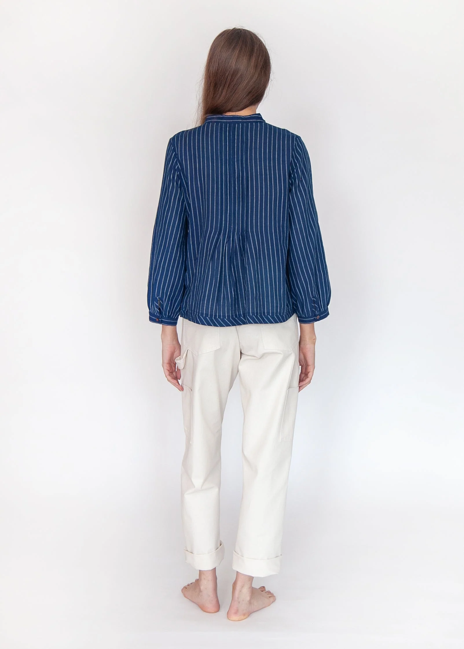 Alma Double Stripe Top  - Natural Indigo - Image 4