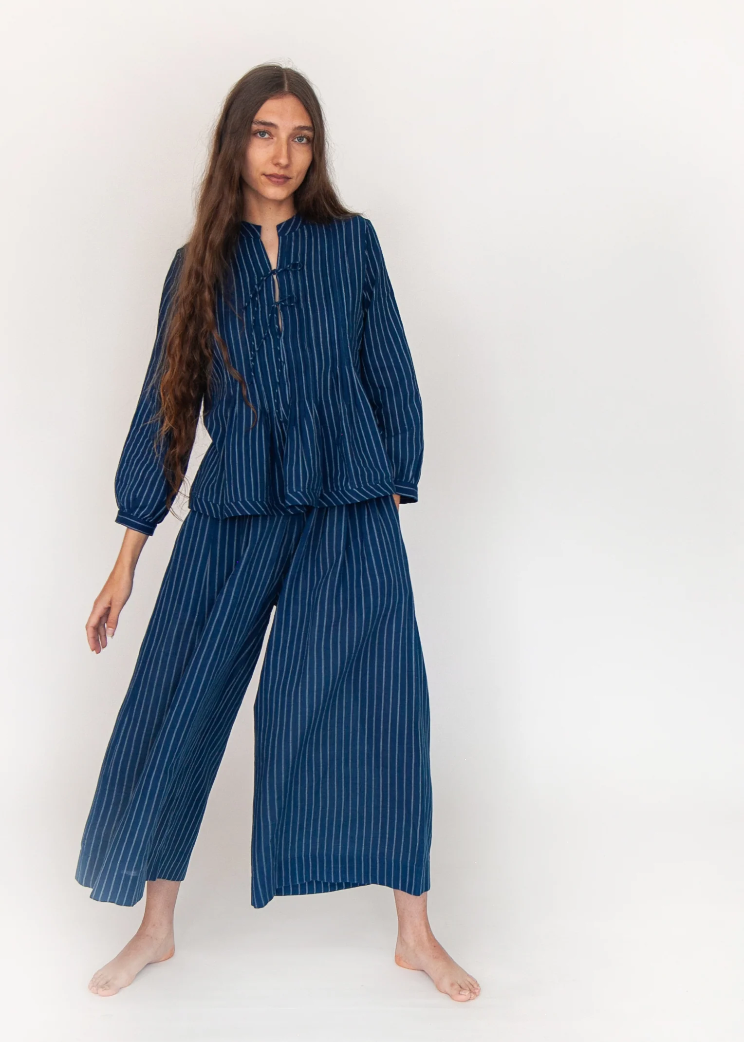 Alma Double Stripe Top  - Natural Indigo - Image 5