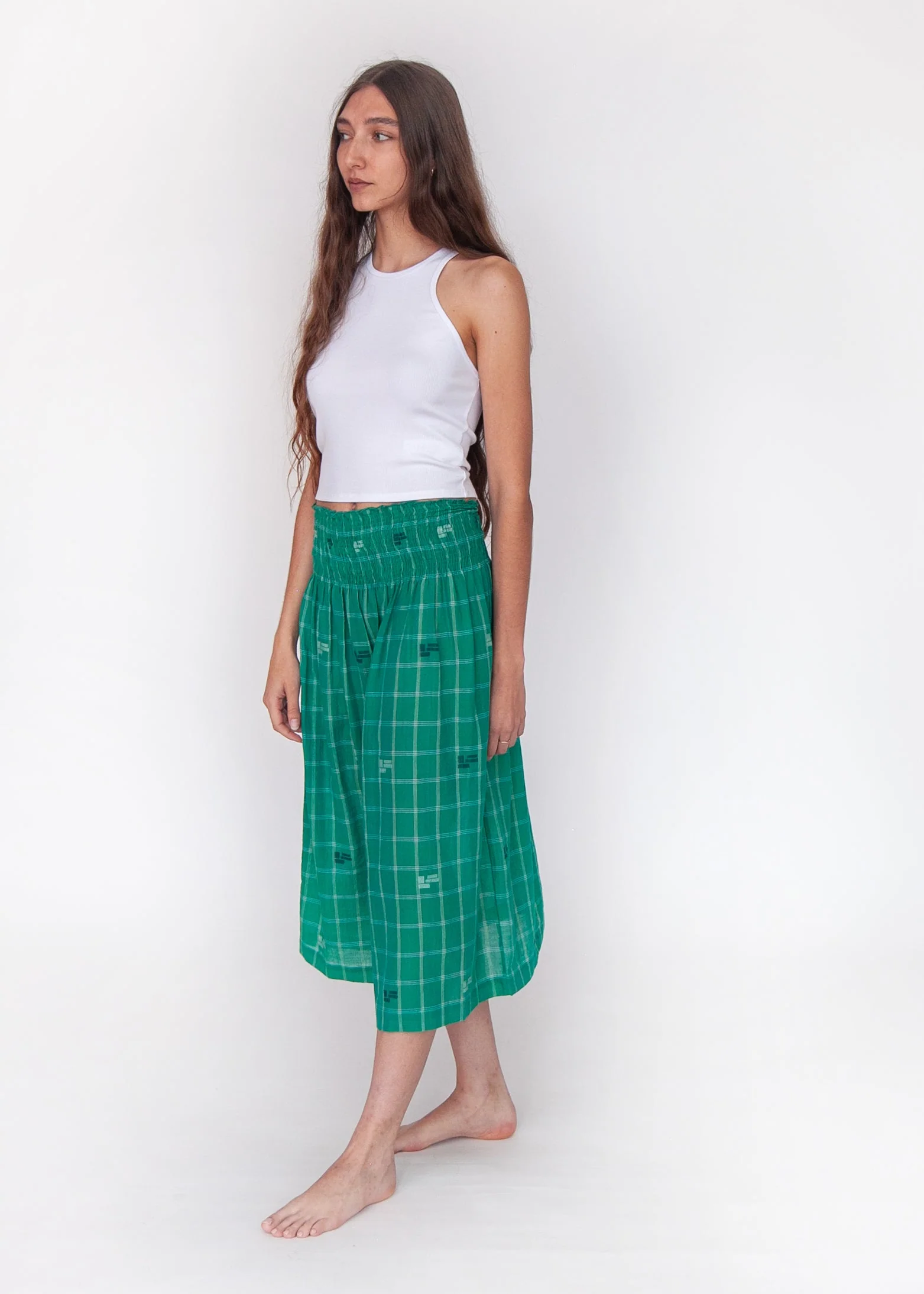 Araminta Check Jamdani Skirt - Mint - Image 3