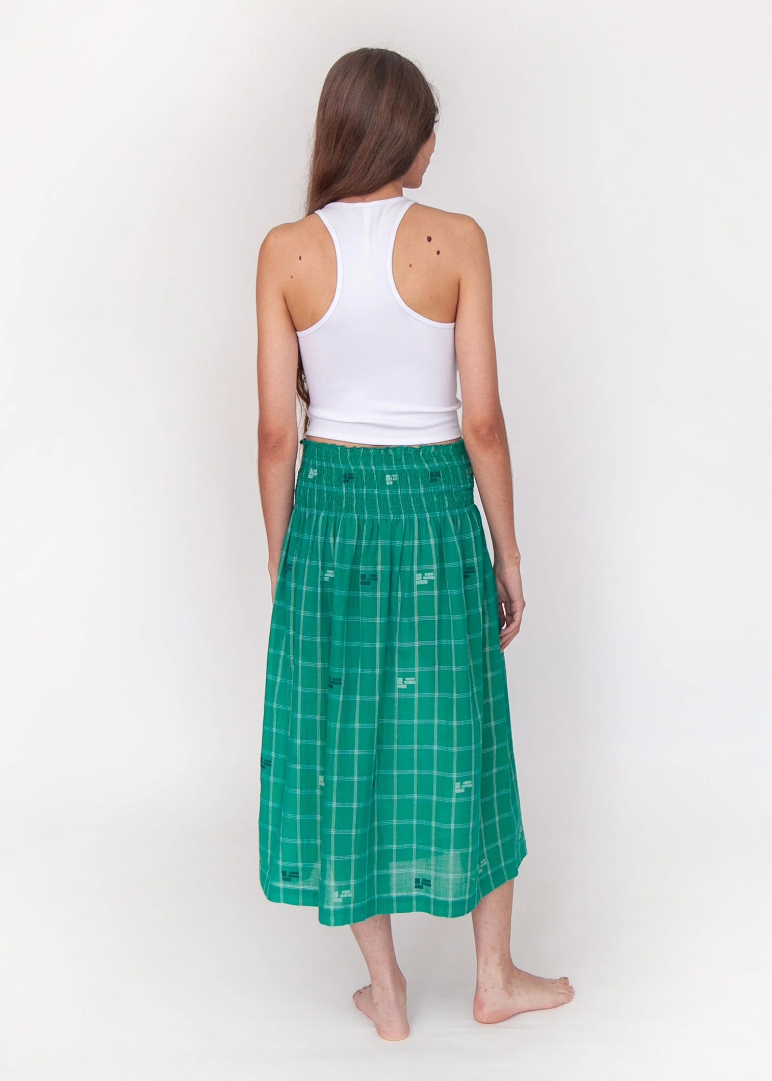 Araminta Check Jamdani Skirt - Mint - Image 4