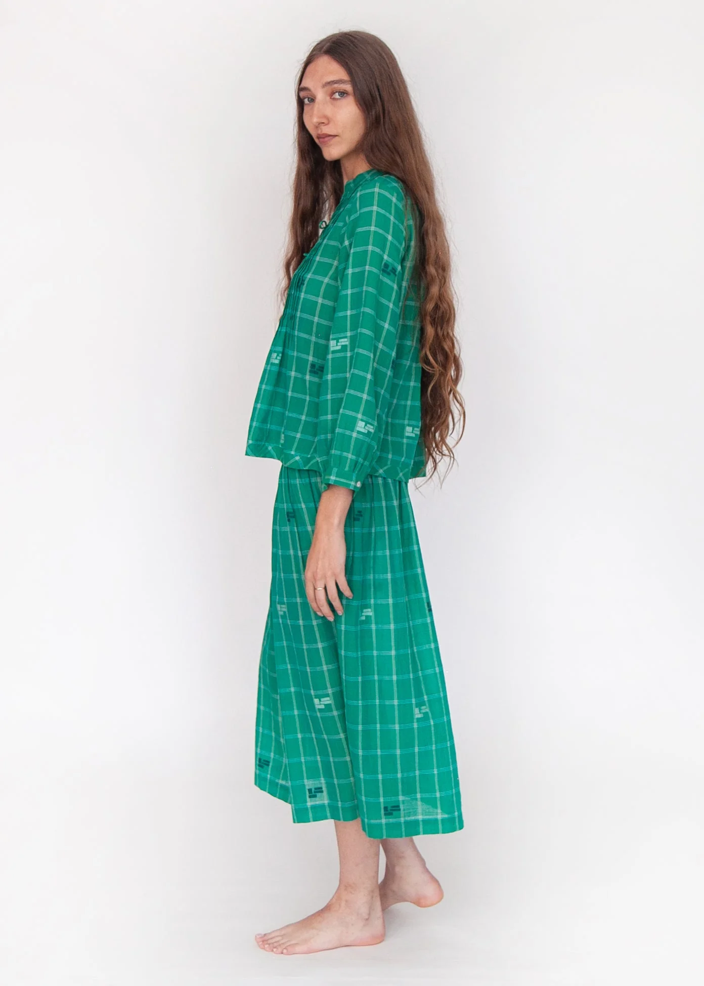 Araminta Check Jamdani Skirt - Mint - Image 6