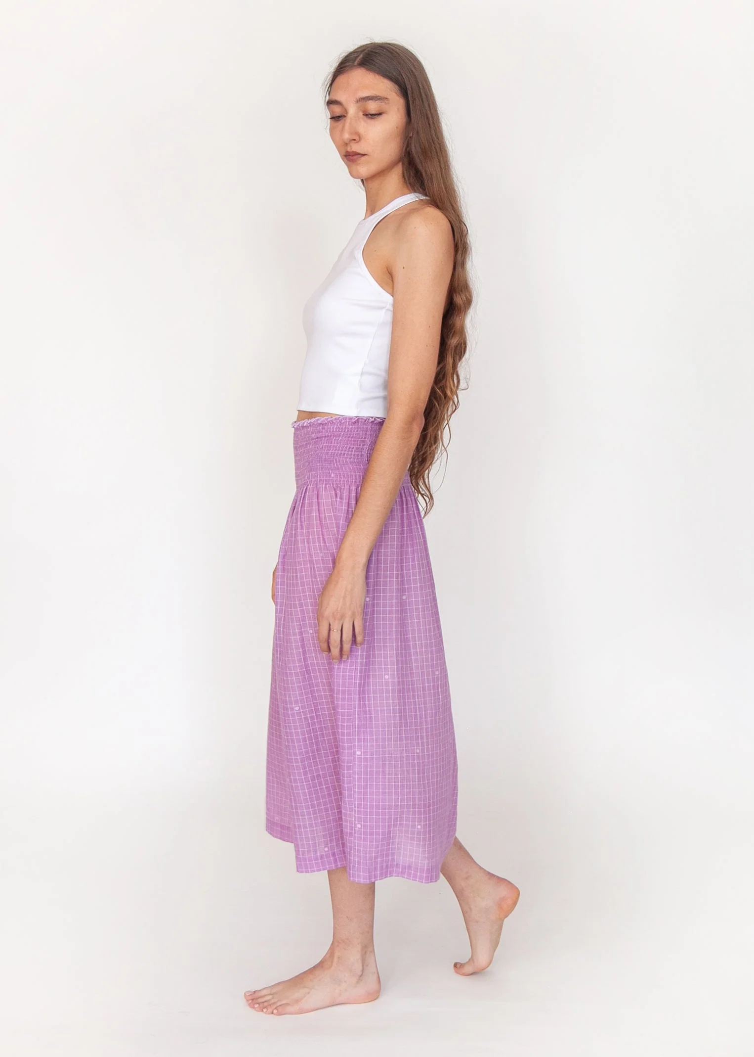 Araminta Check Jamdani Skirt - Violetta - Image 3