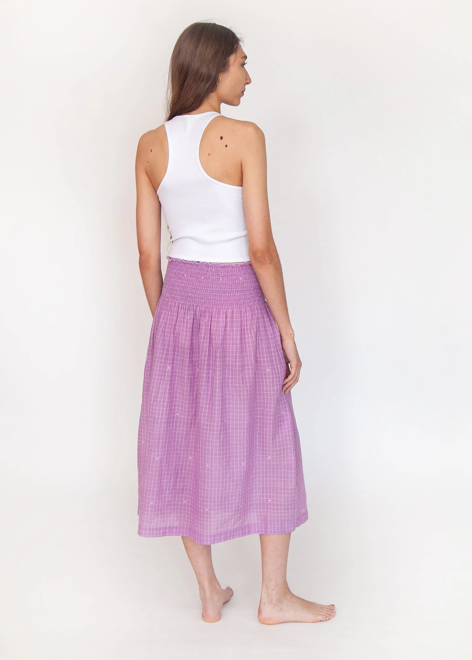 Araminta Check Jamdani Skirt - Violetta - Image 4