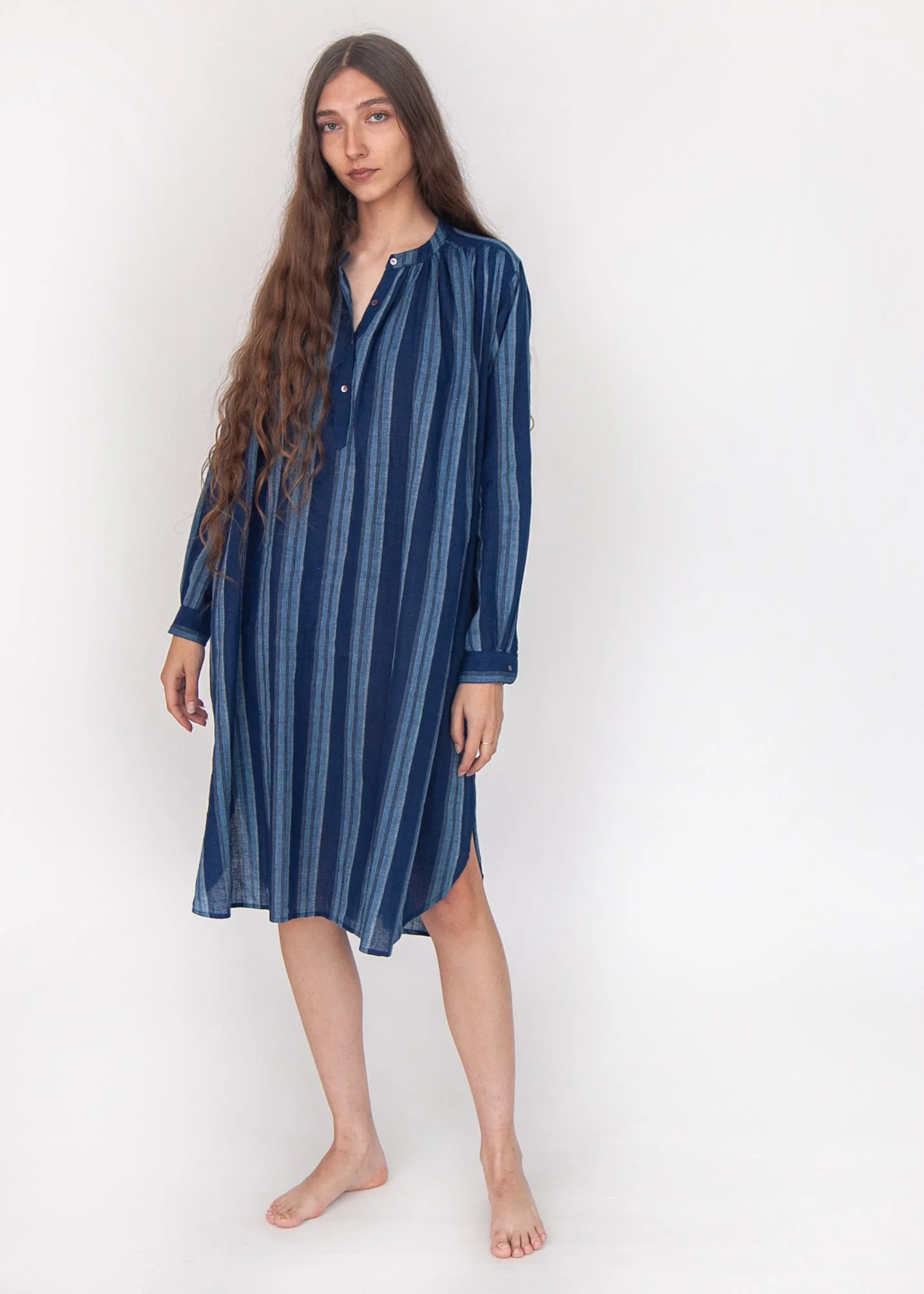 Bheeti Large Stripe Dress - Natural Indigo - Image 2