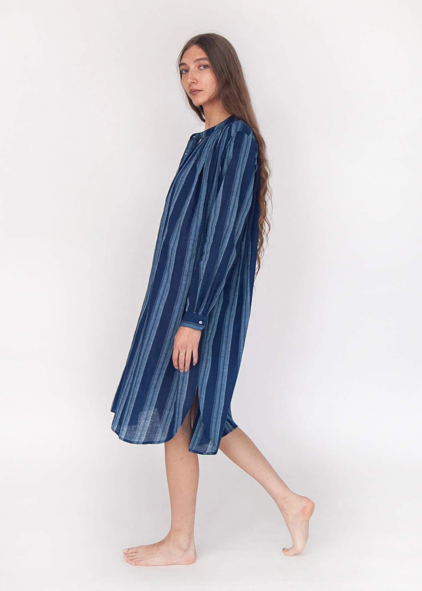 Bheeti Large Stripe Dress - Natural Indigo - Image 4