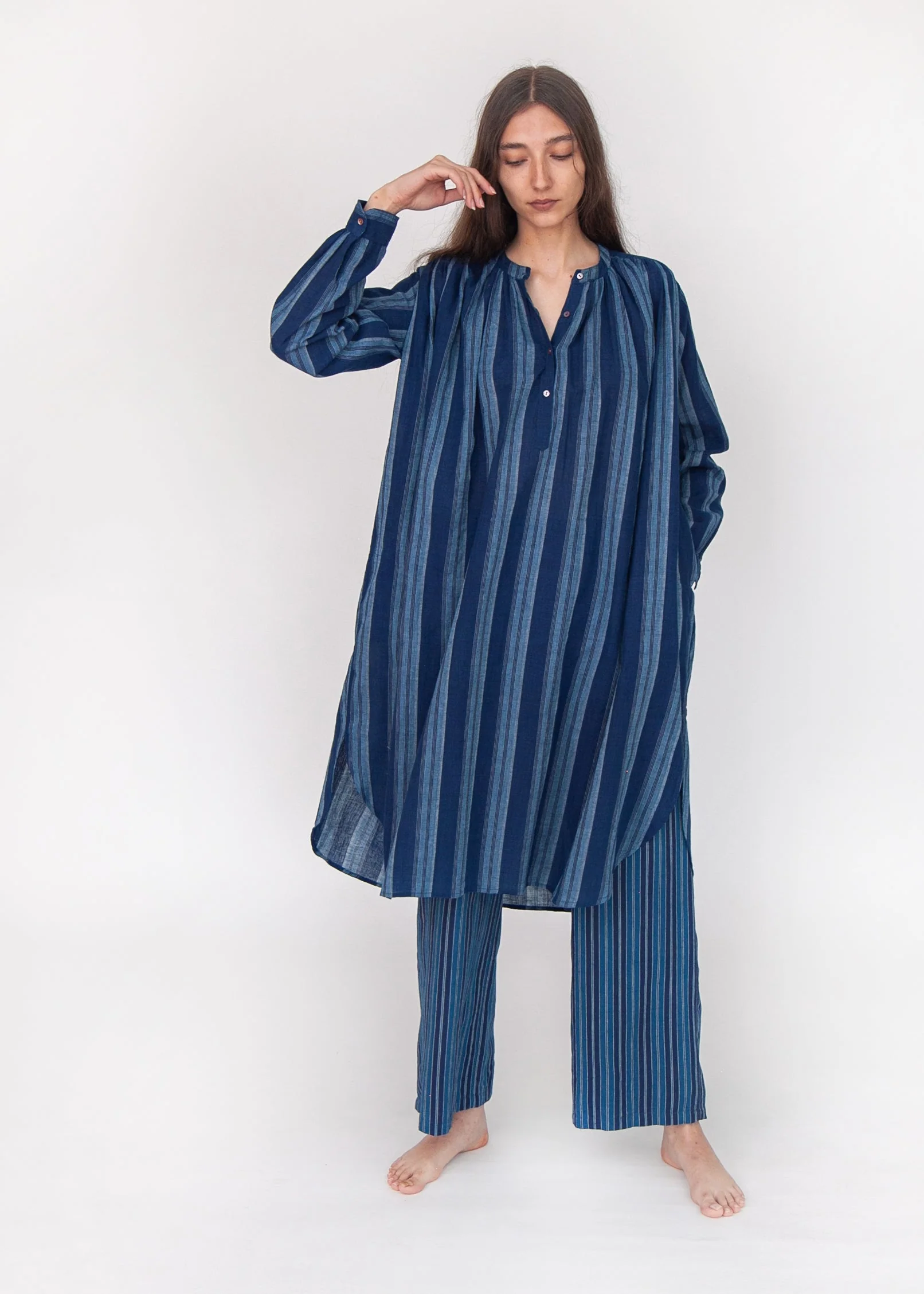 Bheeti Large Stripe Dress - Natural Indigo - Image 6