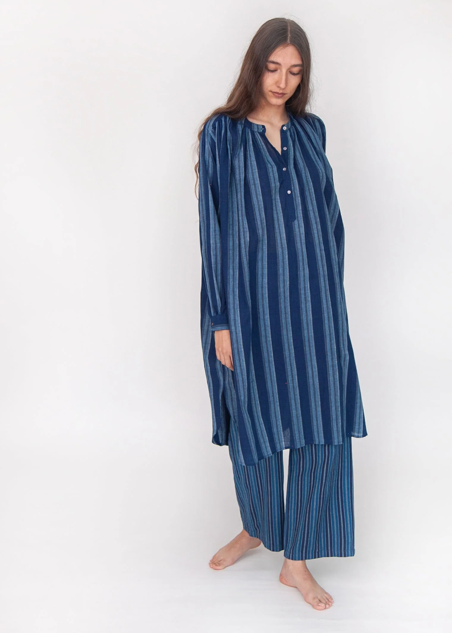 Bheeti Large Stripe Dress - Natural Indigo - Image 7