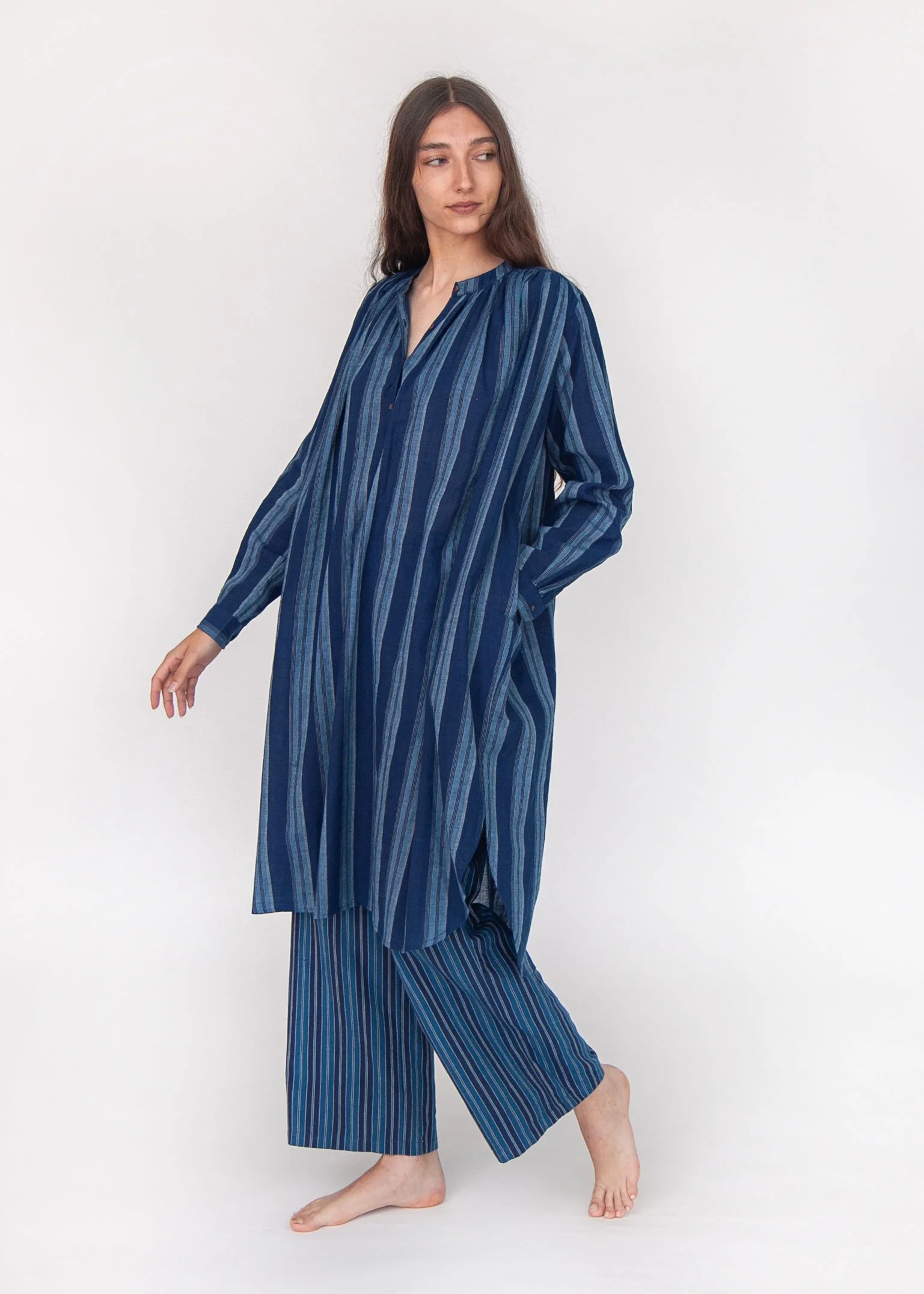 Bheeti Large Stripe Dress - Natural Indigo - Image 8