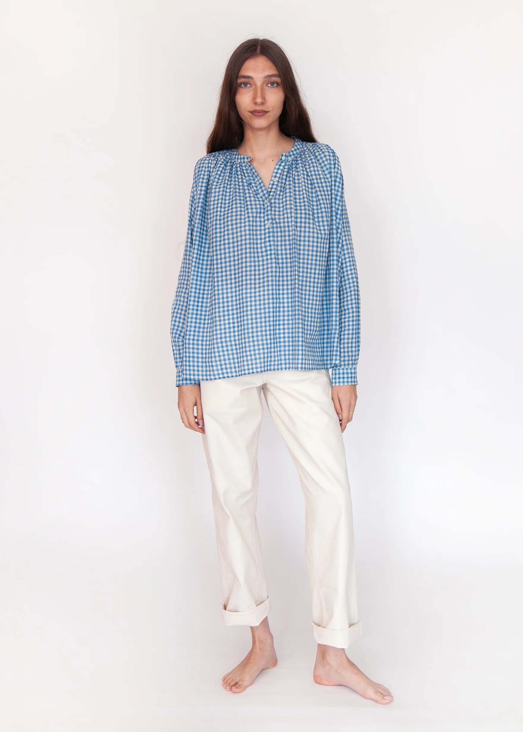 Bheeti Tie Dye Checks Top - Lake - Image 3