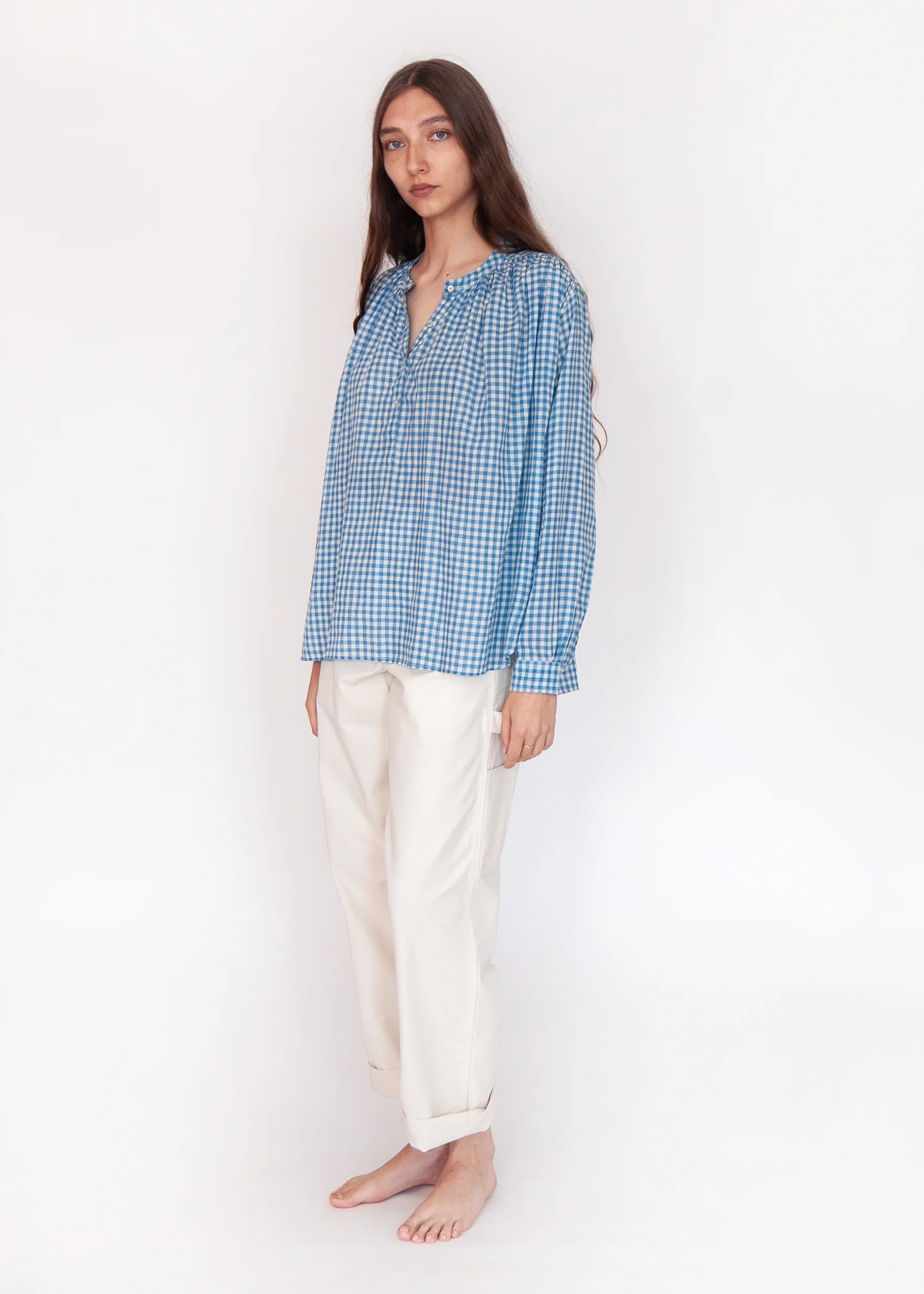 Bheeti Tie Dye Checks Top - Lake - Image 4