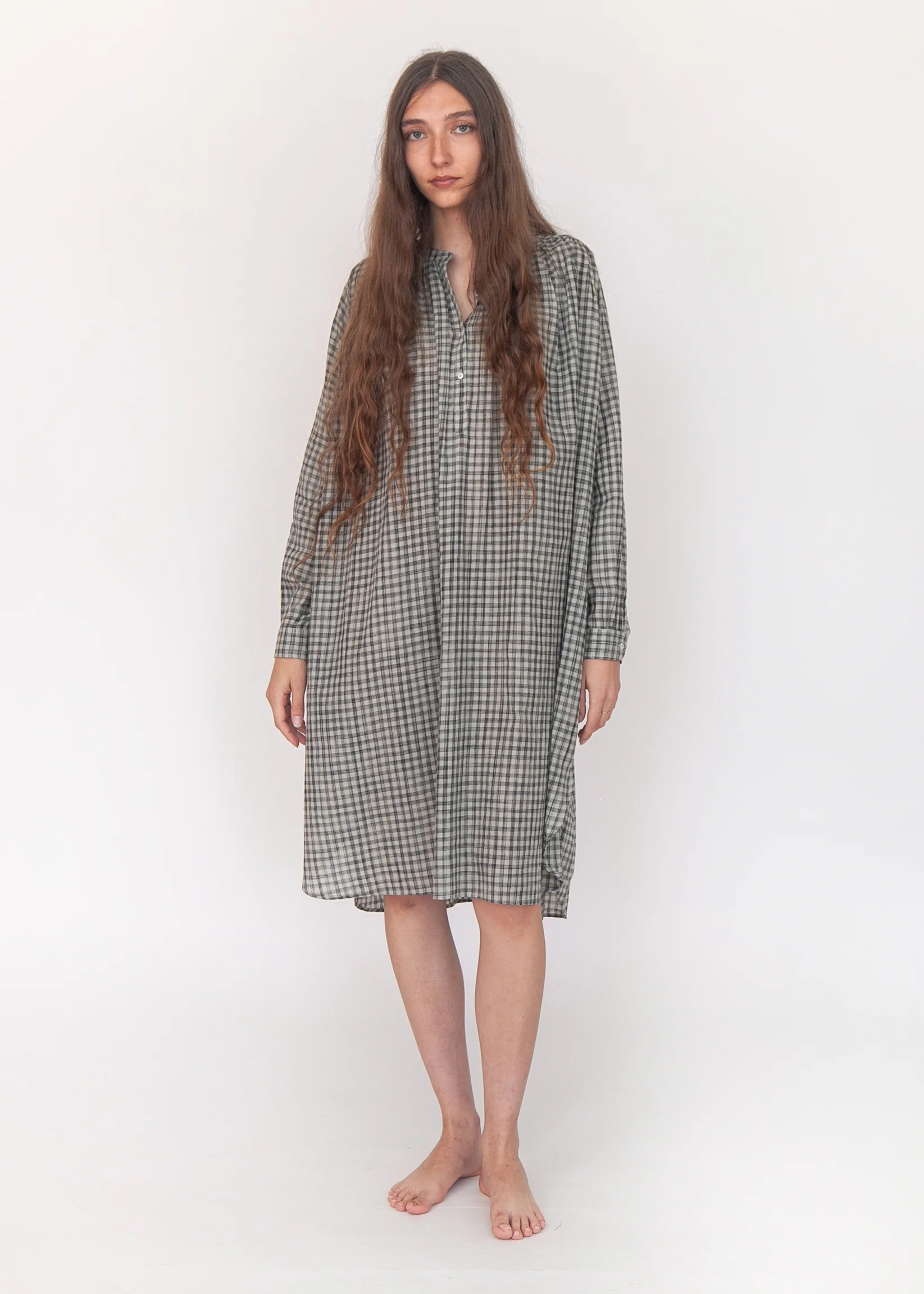 Bheeti Tie Dye Checks Dress - Cement - Image 2