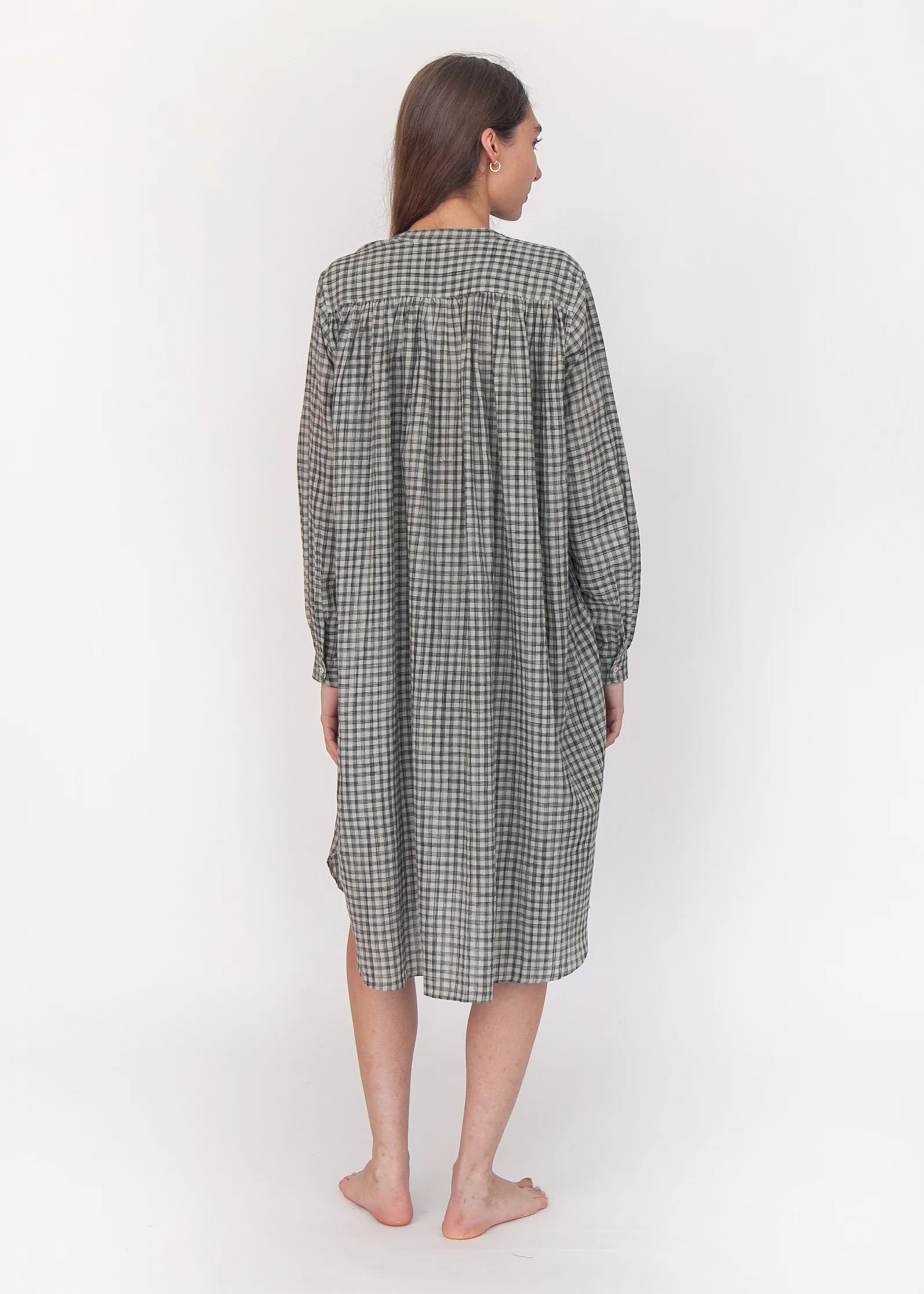 Bheeti Tie Dye Checks Dress - Cement - Image 5