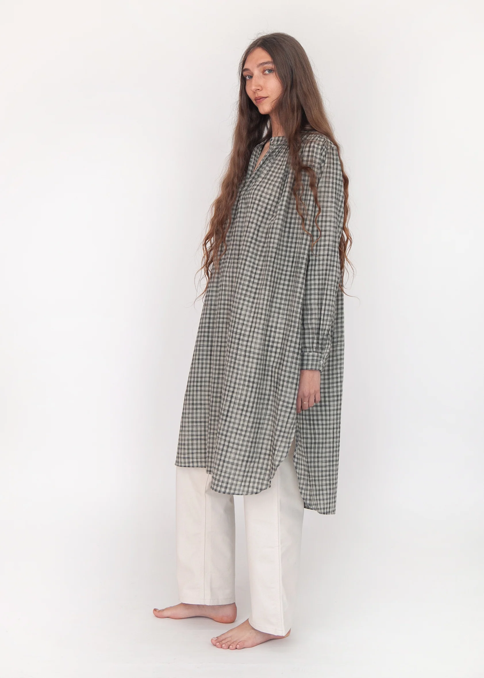 Bheeti Tie Dye Checks Dress - Cement - Image 7