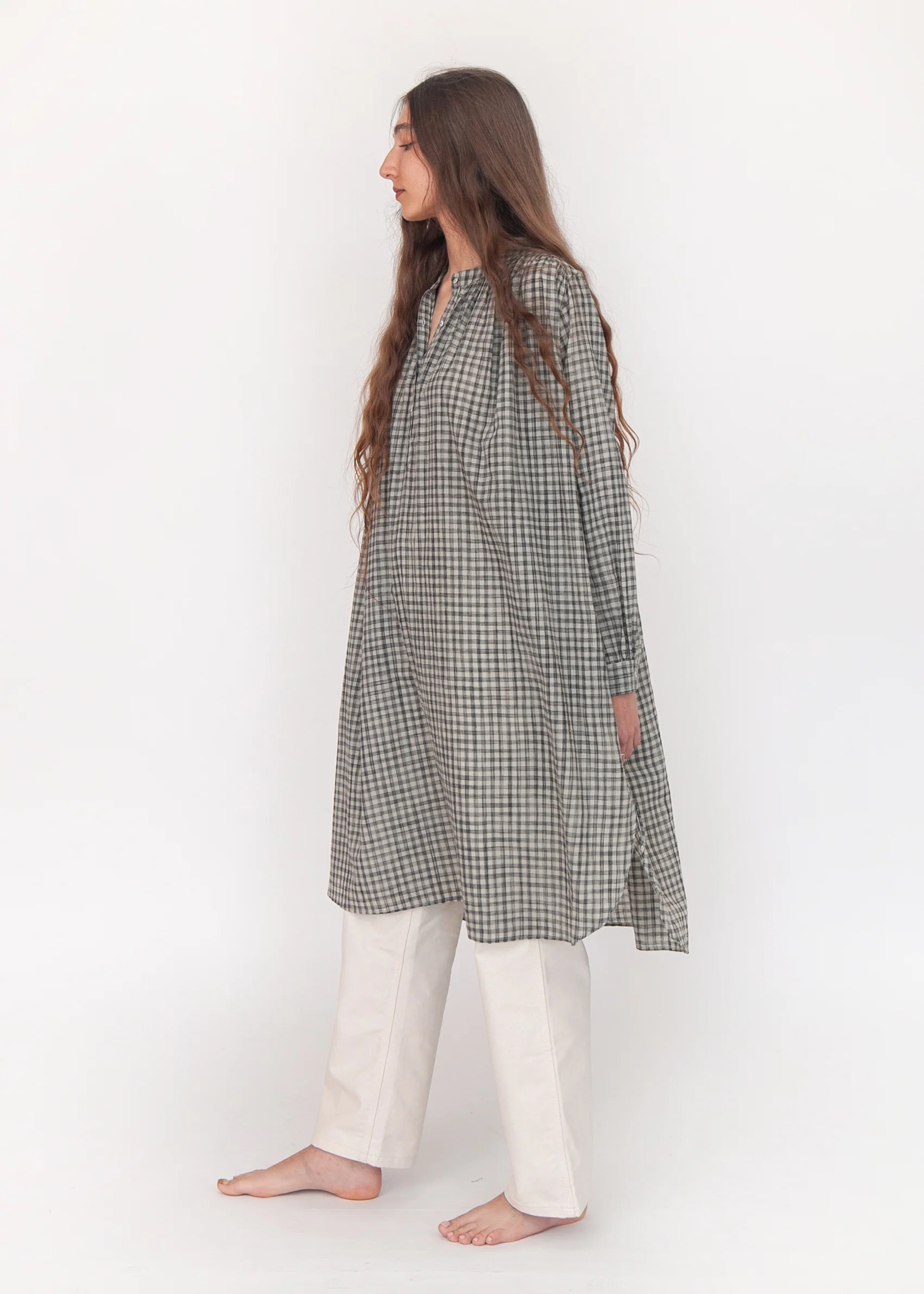 Bheeti Tie Dye Checks Dress - Cement - Image 8