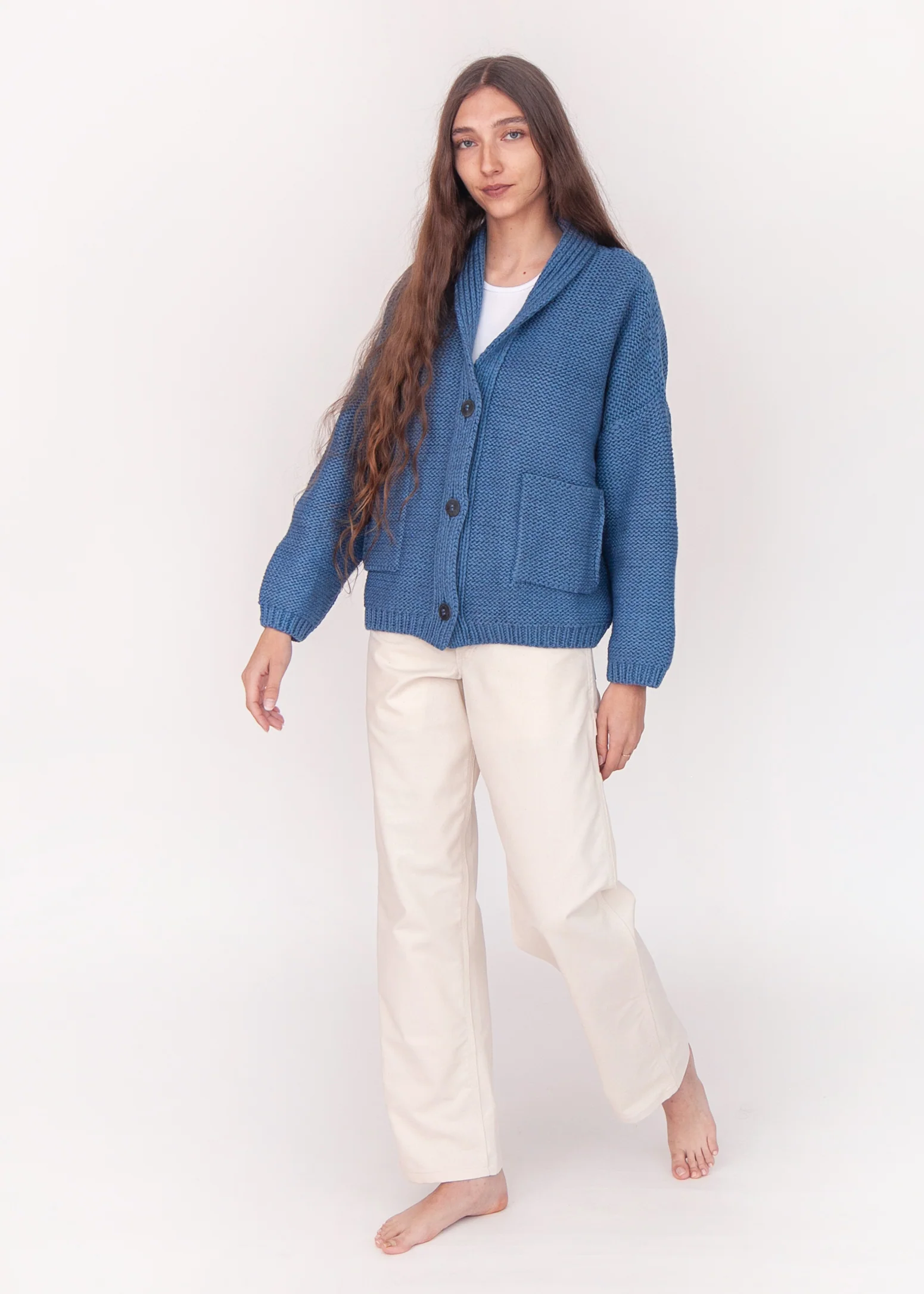 Andean Wool Bomber Cardi, Azul Claro - Image 3