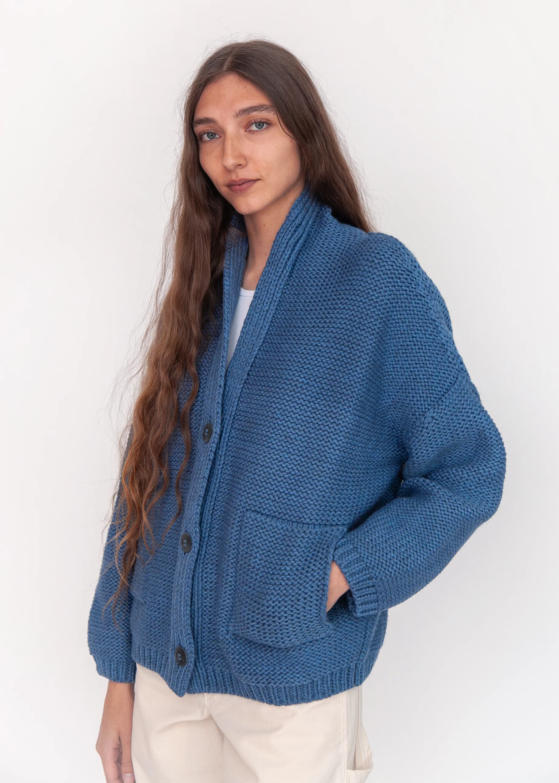 Andean Wool Bomber Cardi, Azul Claro - Image 4