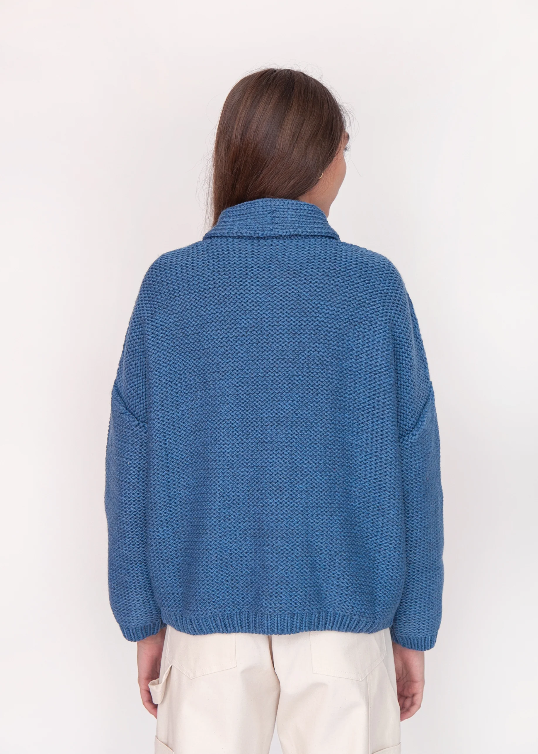 Andean Wool Bomber Cardi, Azul Claro - Image 5