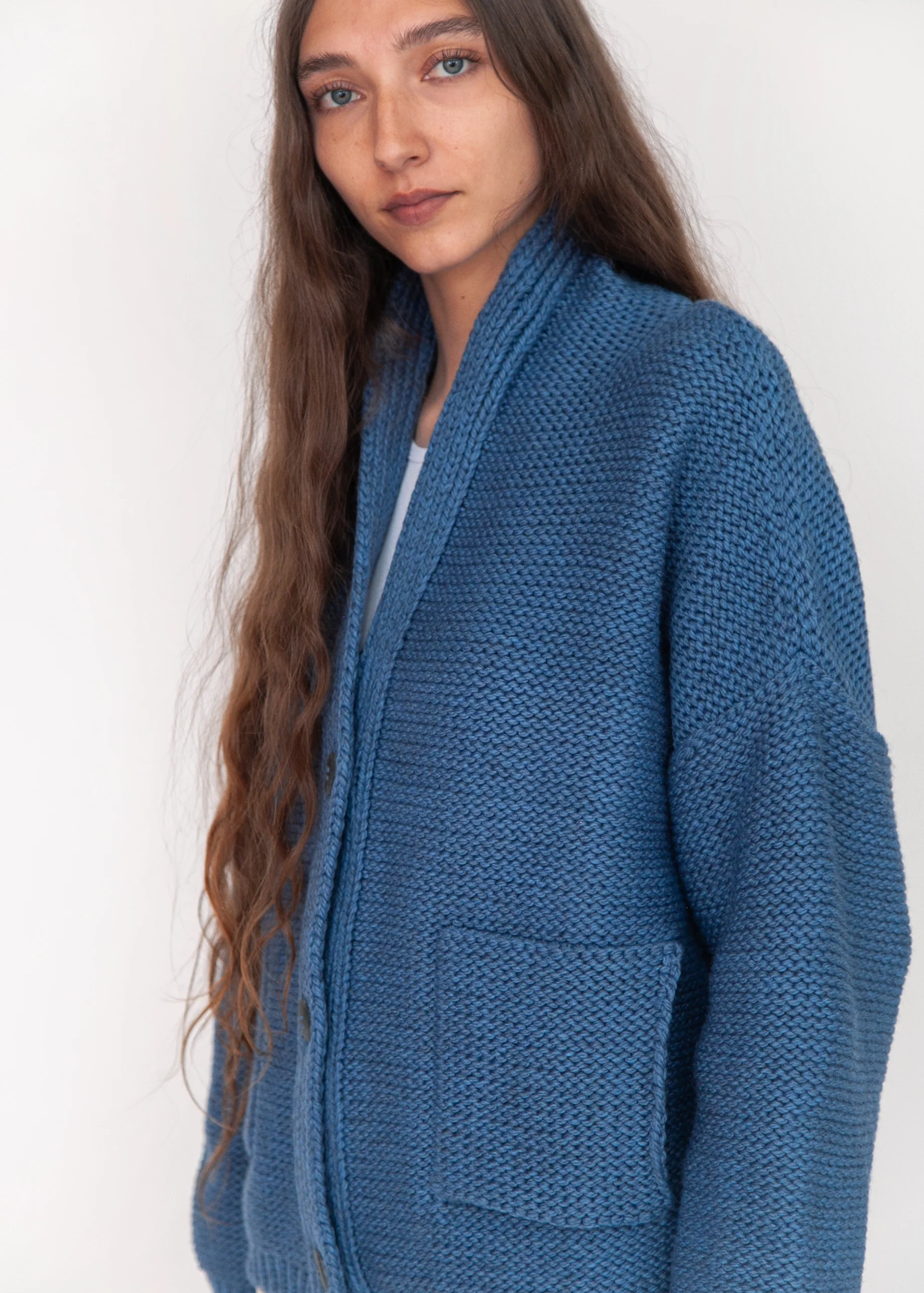 Andean Wool Bomber Cardi, Azul Claro - Image 6