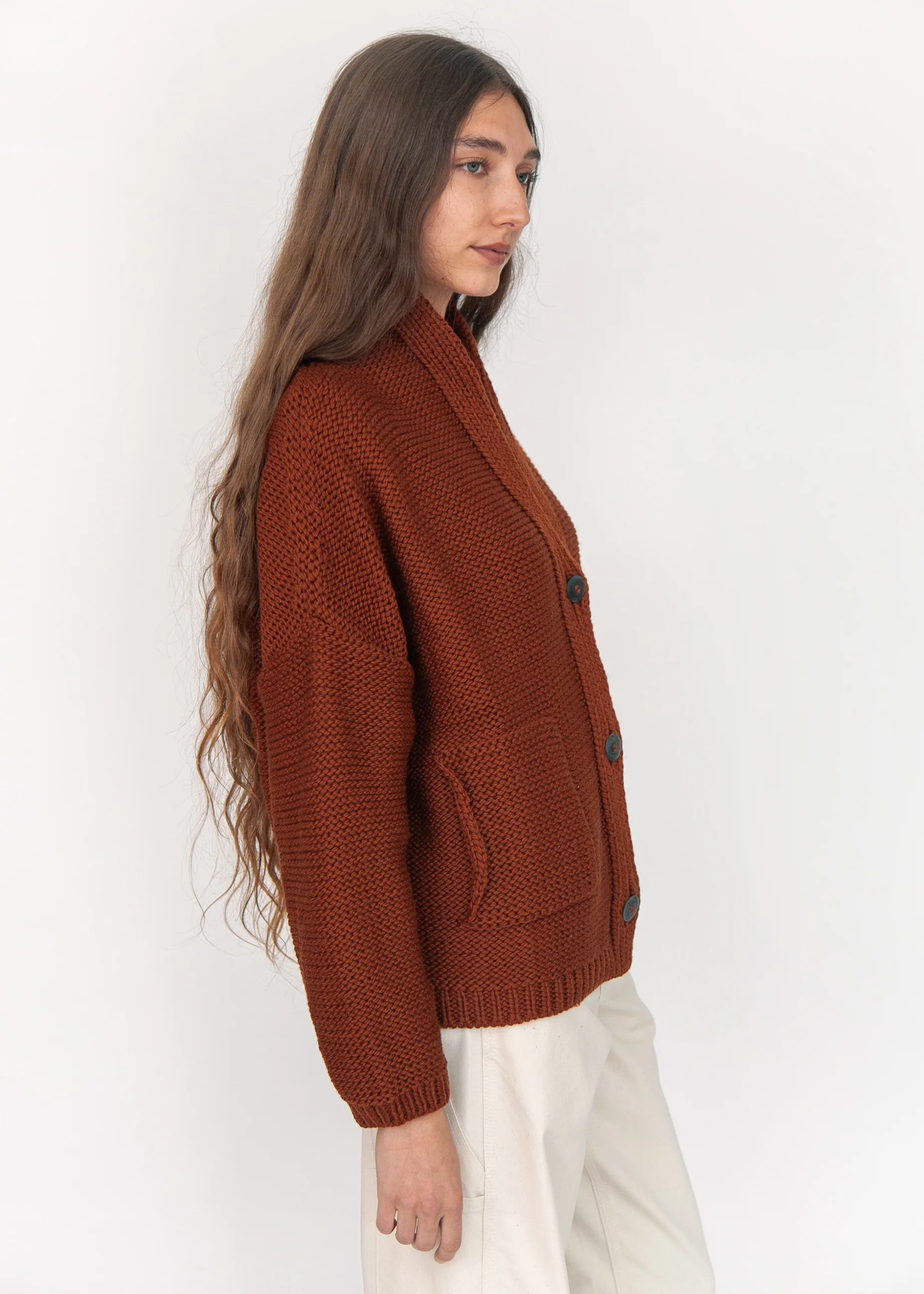 Andean Wool Bomber Cardi, Castaña - Image 4