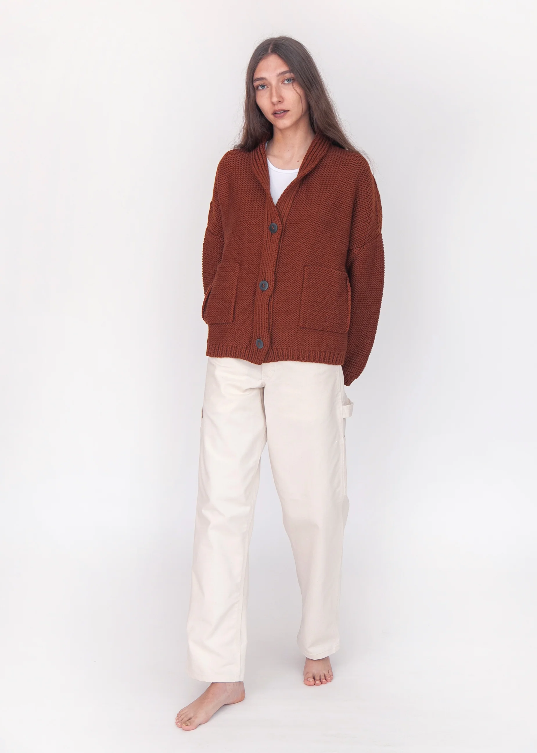 Andean Wool Bomber Cardi, Castaña - Image 5