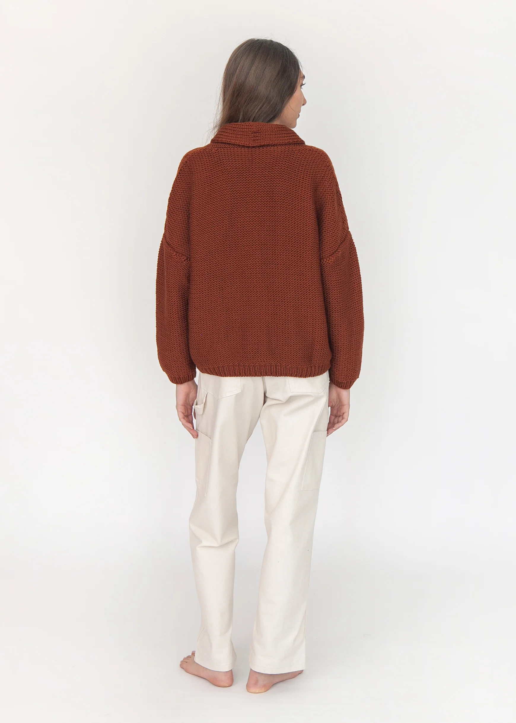 Andean Wool Bomber Cardi, Castaña - Image 6