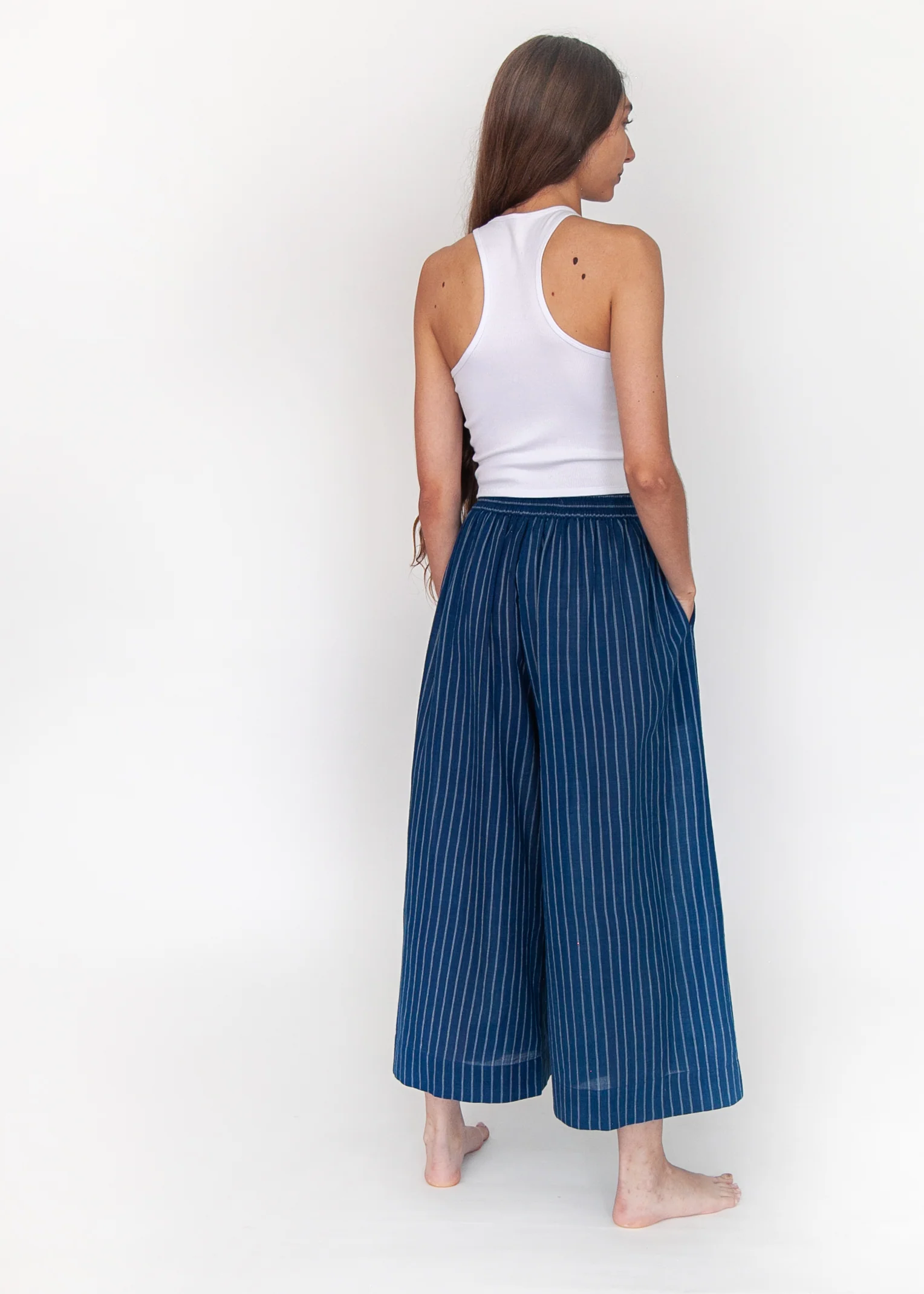 Danae Double Stripe Skirt Pant - Natural Indigo - Image 4