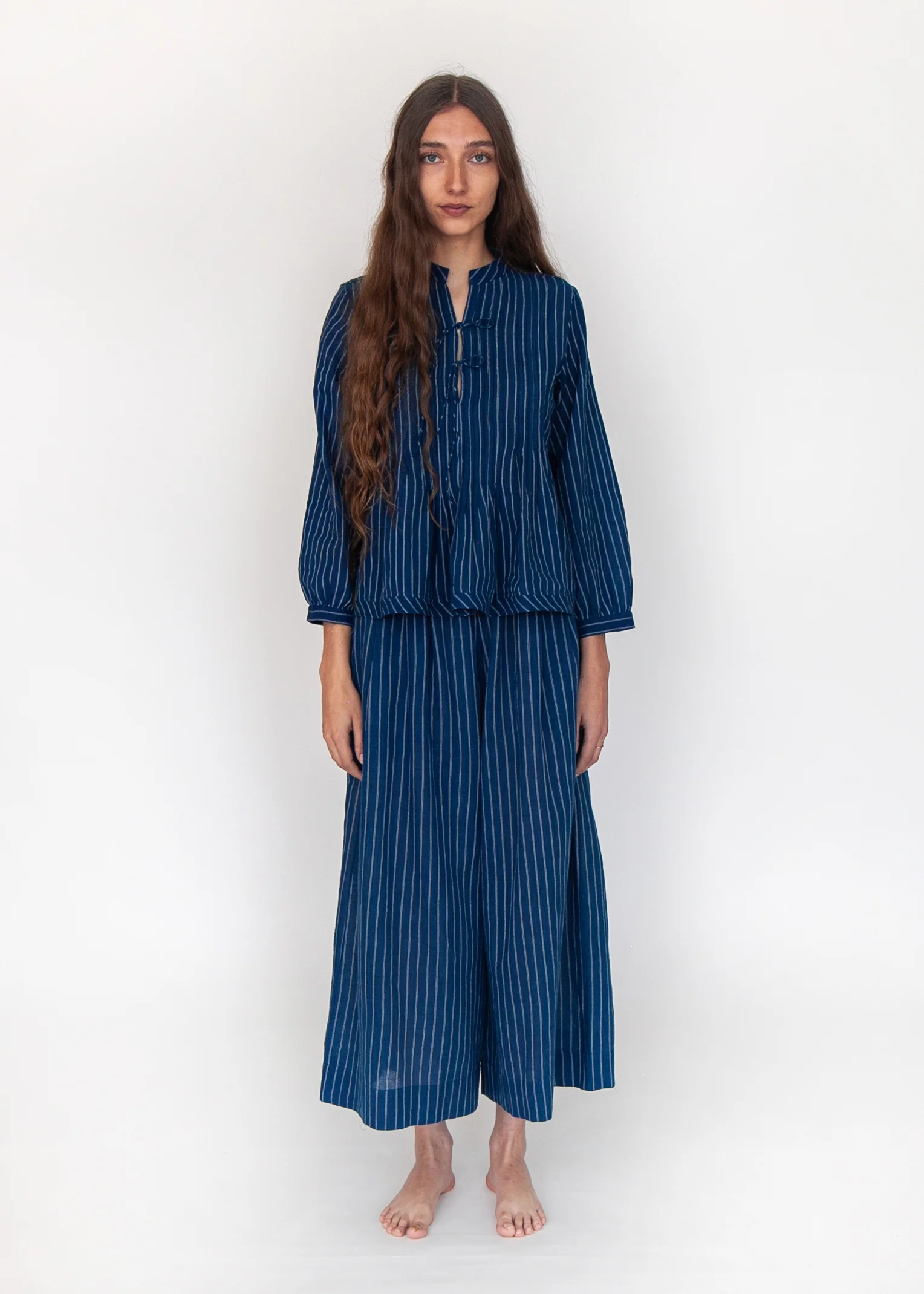 Danae Double Stripe Skirt Pant - Natural Indigo - Image 5