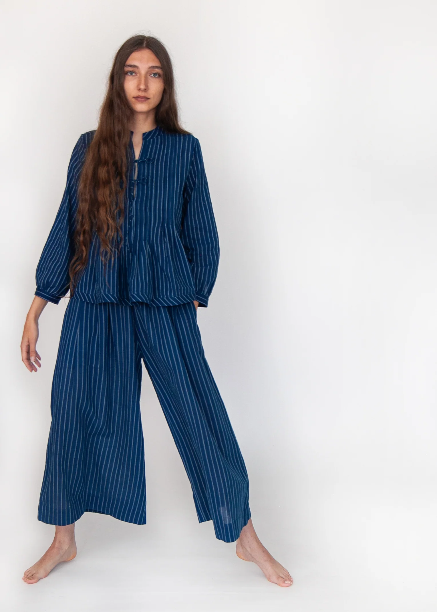 Danae Double Stripe Skirt Pant - Natural Indigo - Image 6
