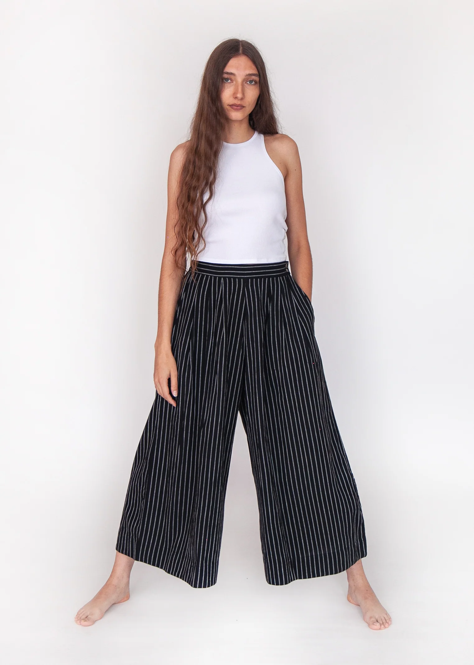 Danae Stripe Skirt Pant - Black - Image 3