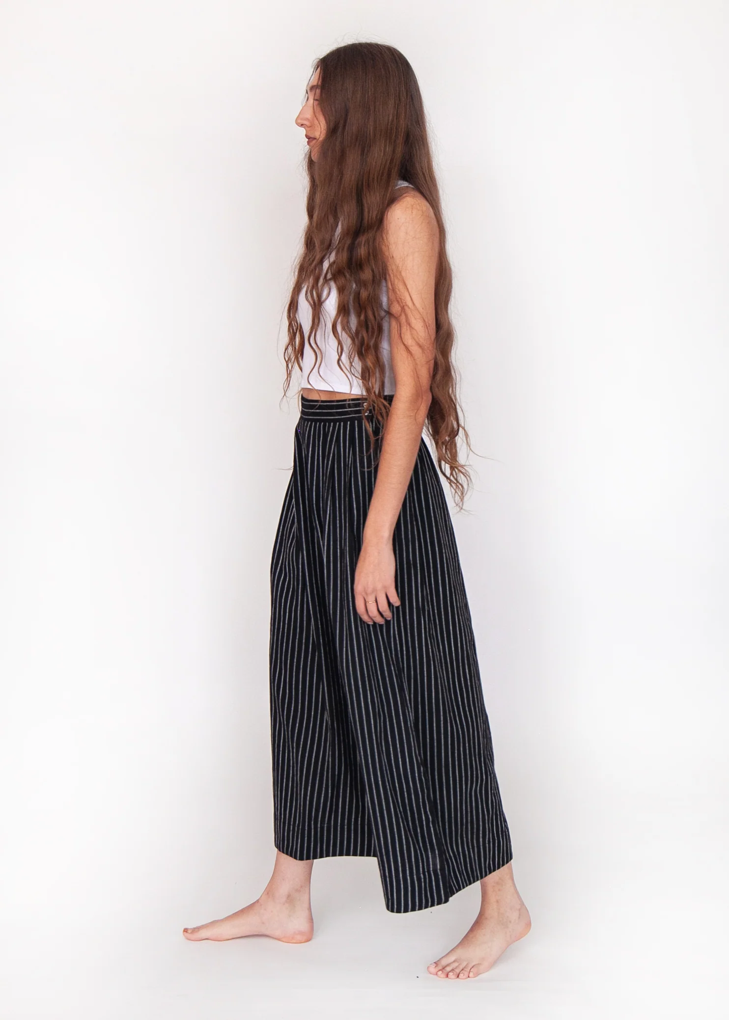 Danae Stripe Skirt Pant - Black - Image 6