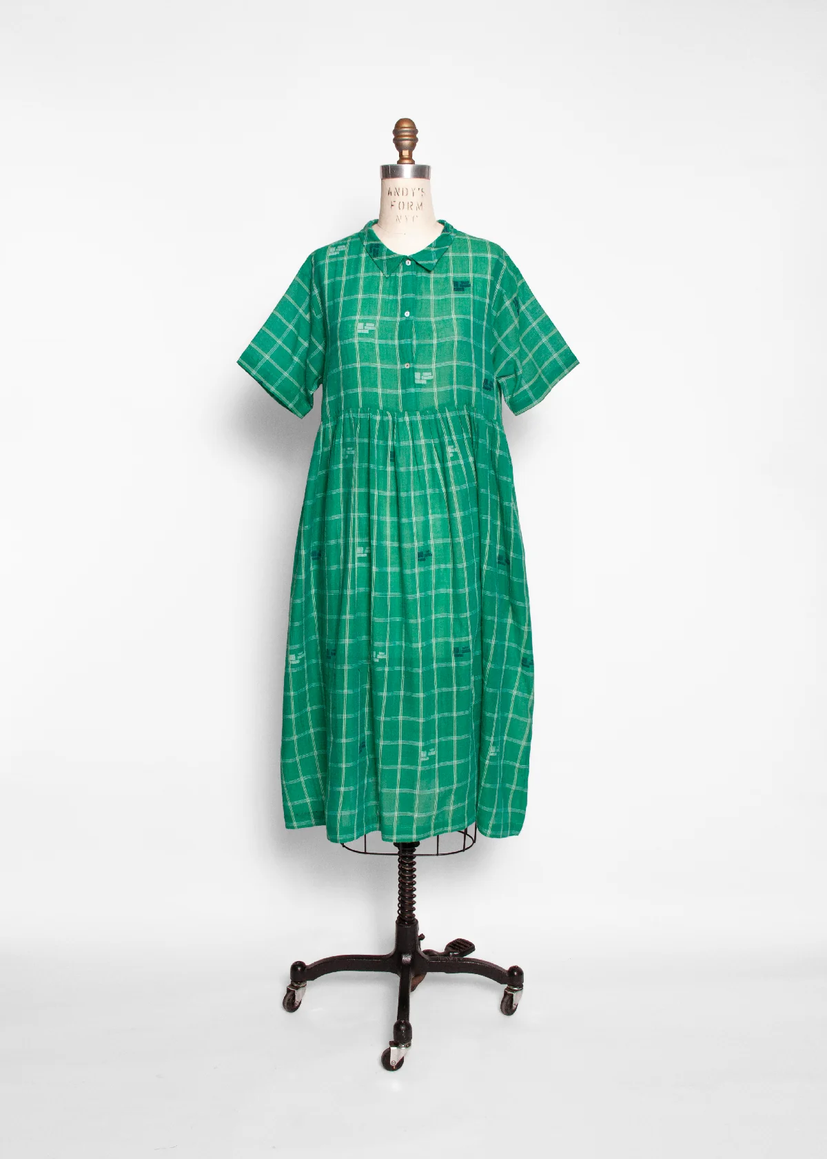 Dora Check Jamdani Dress - Mint - Image 2