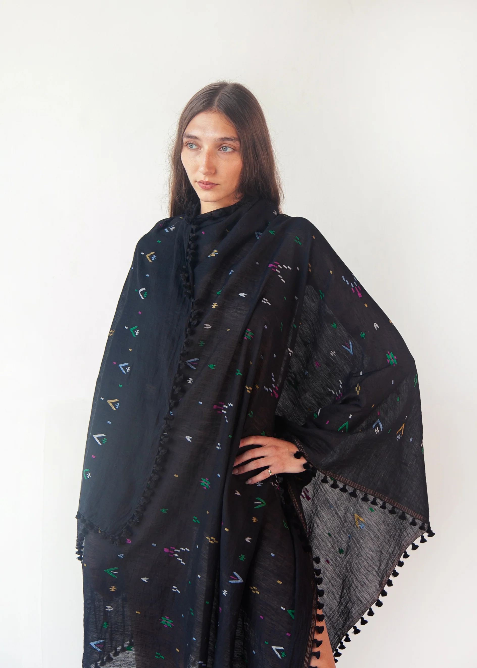 Dupatta Fragment Jamdani - Black - Image 3