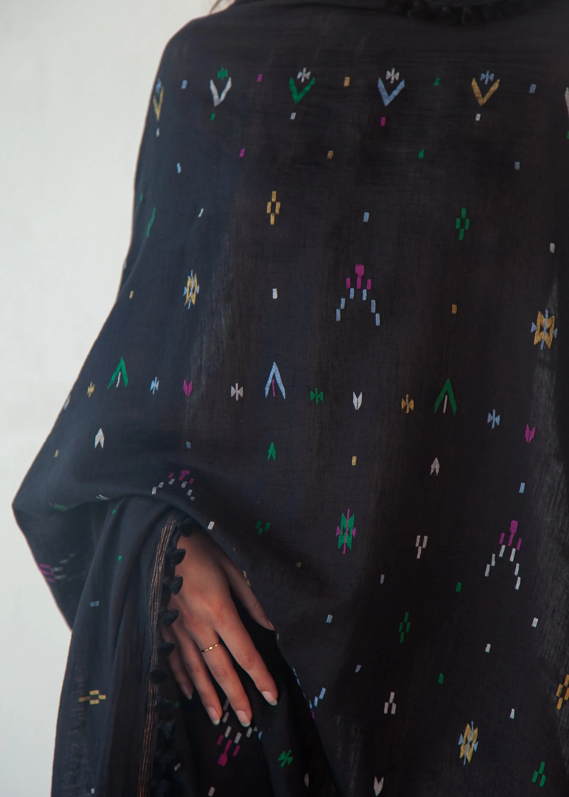 Dupatta Fragment Jamdani - Black - Image 4