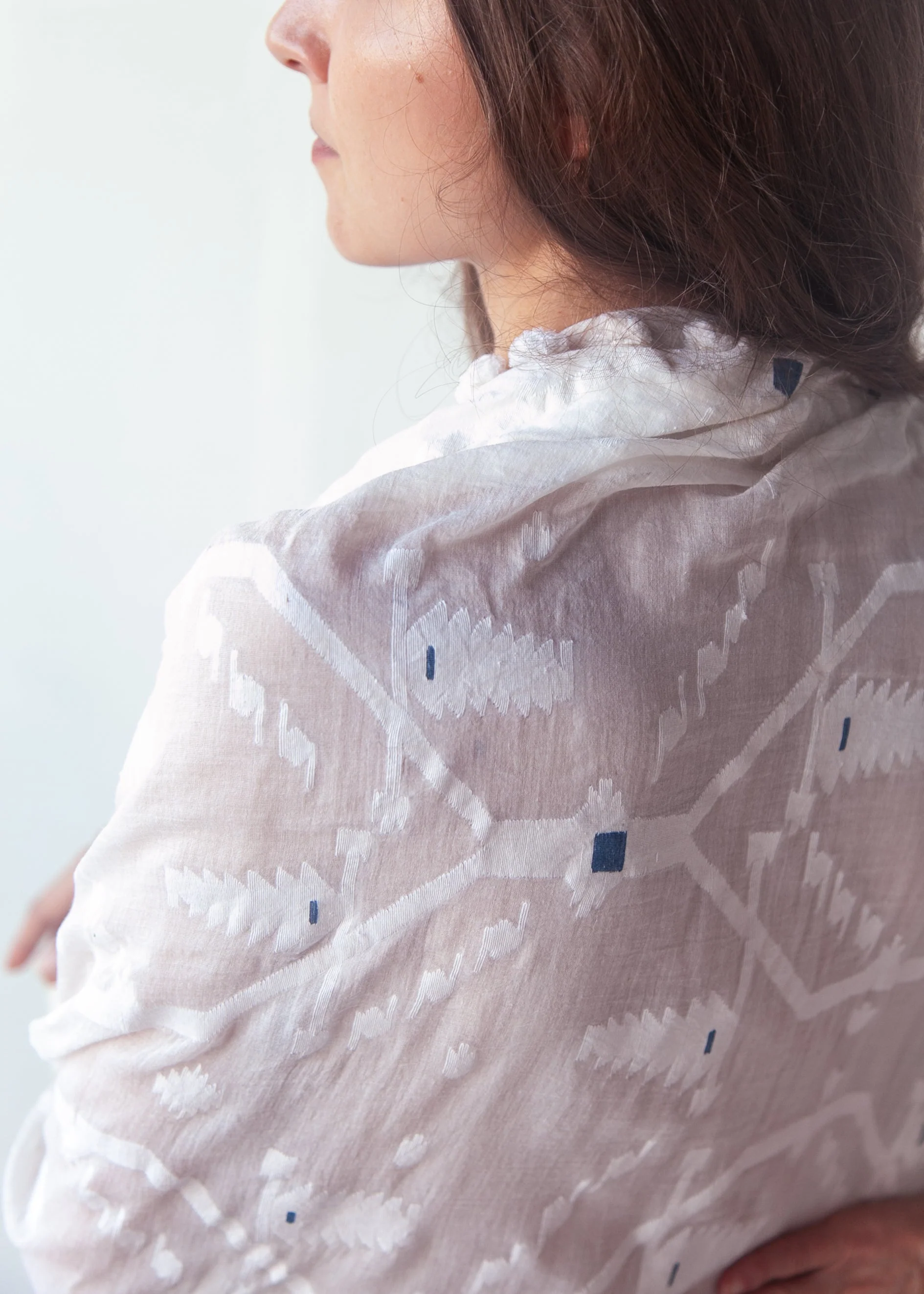 Dupatta Amrita Jamdani - White - Image 5