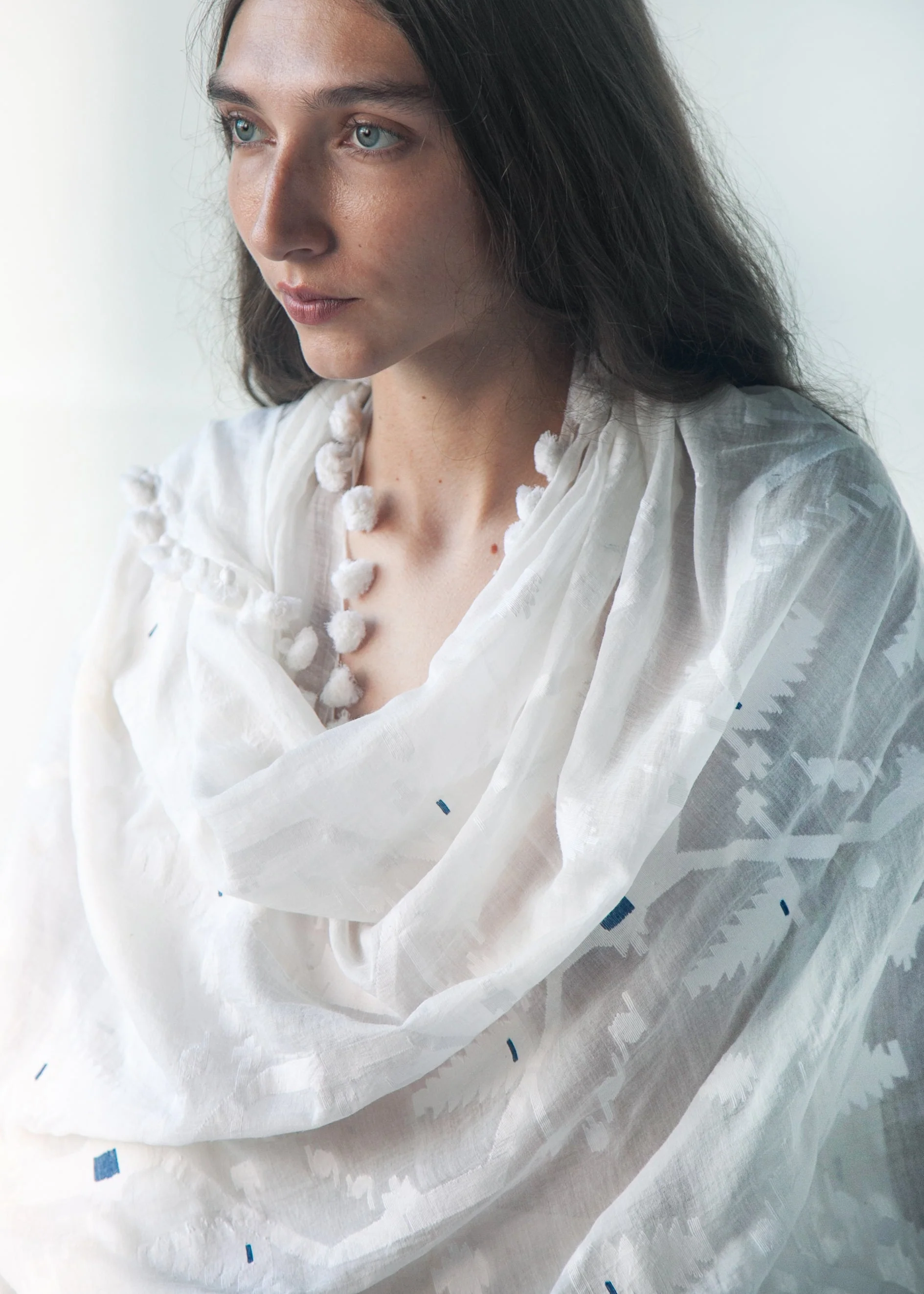 Dupatta Amrita Jamdani - White - Image 7