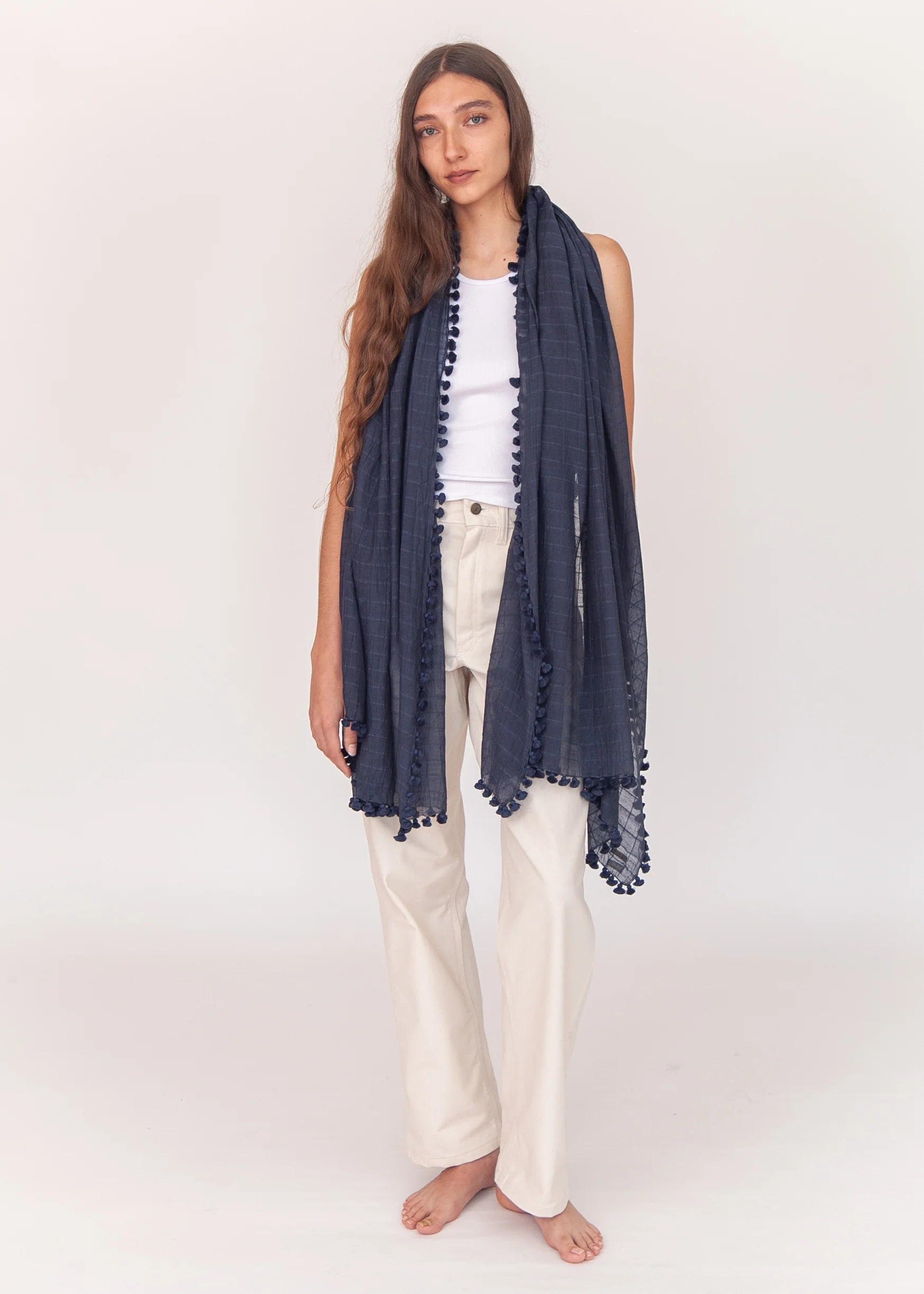 Dupatta Maira Woven Checks - Blue - Image 4