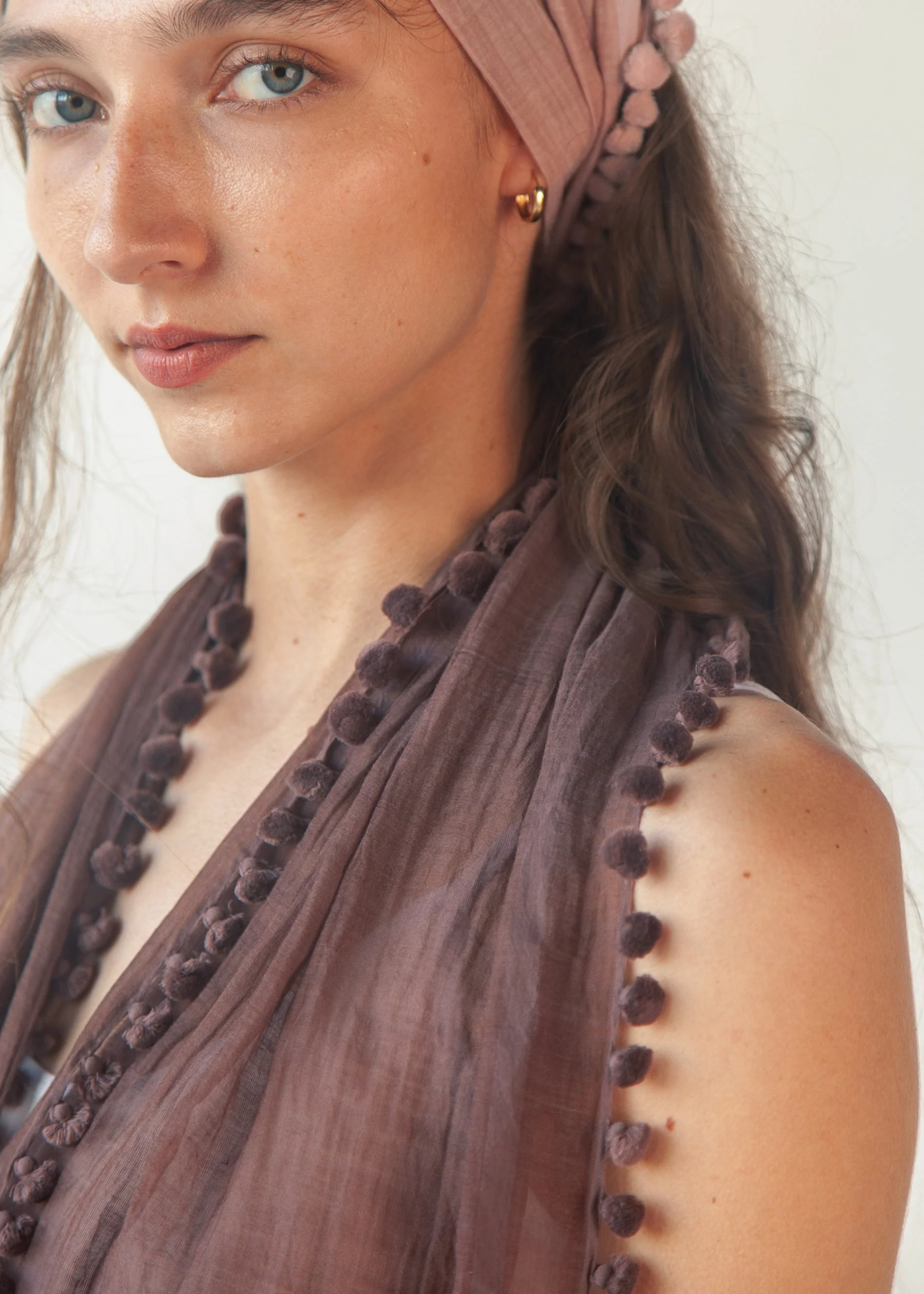 Dupatta Plain Scarf - Mahogany - Image 2