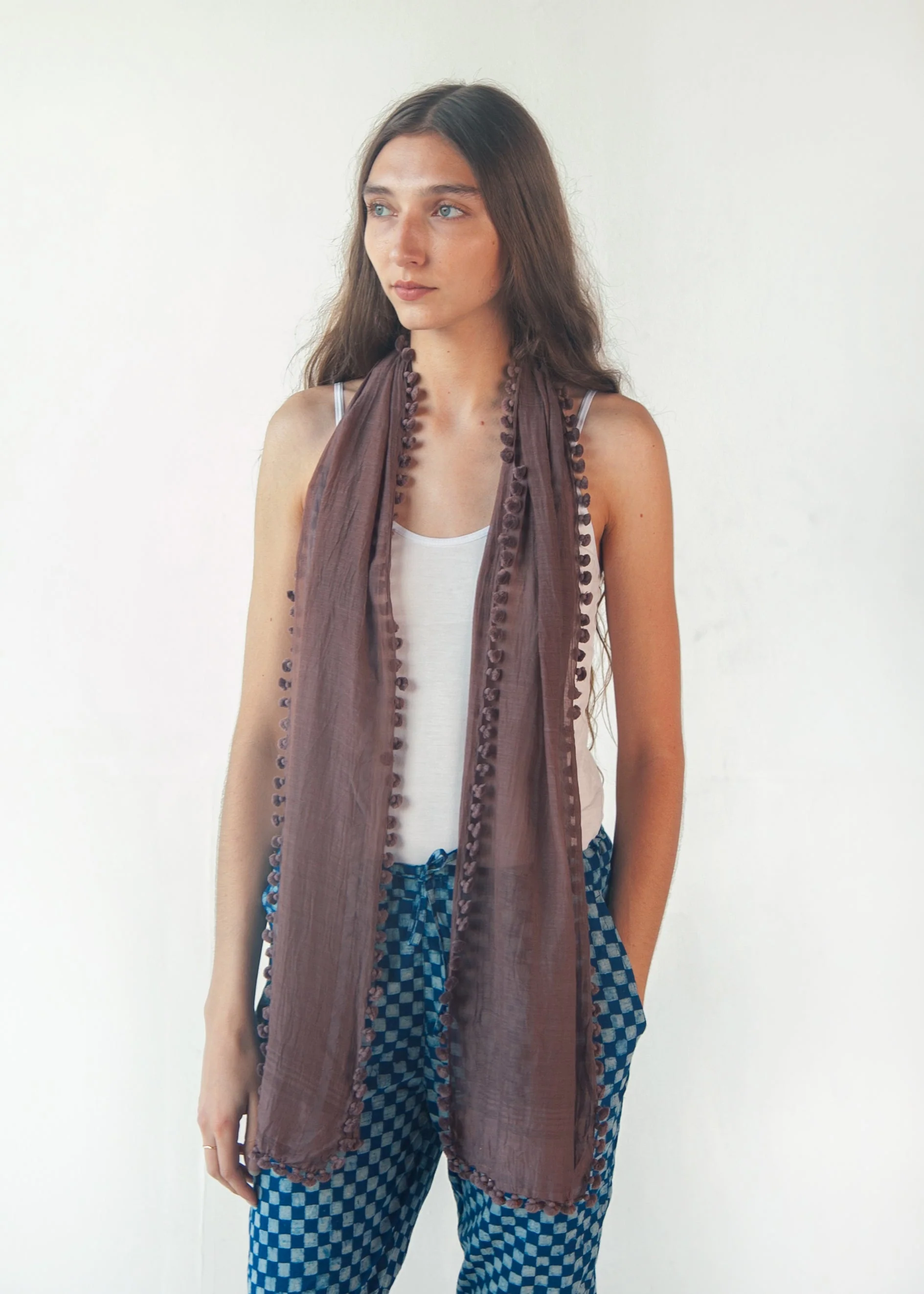 Dupatta Plain Scarf - Mahogany - Image 3