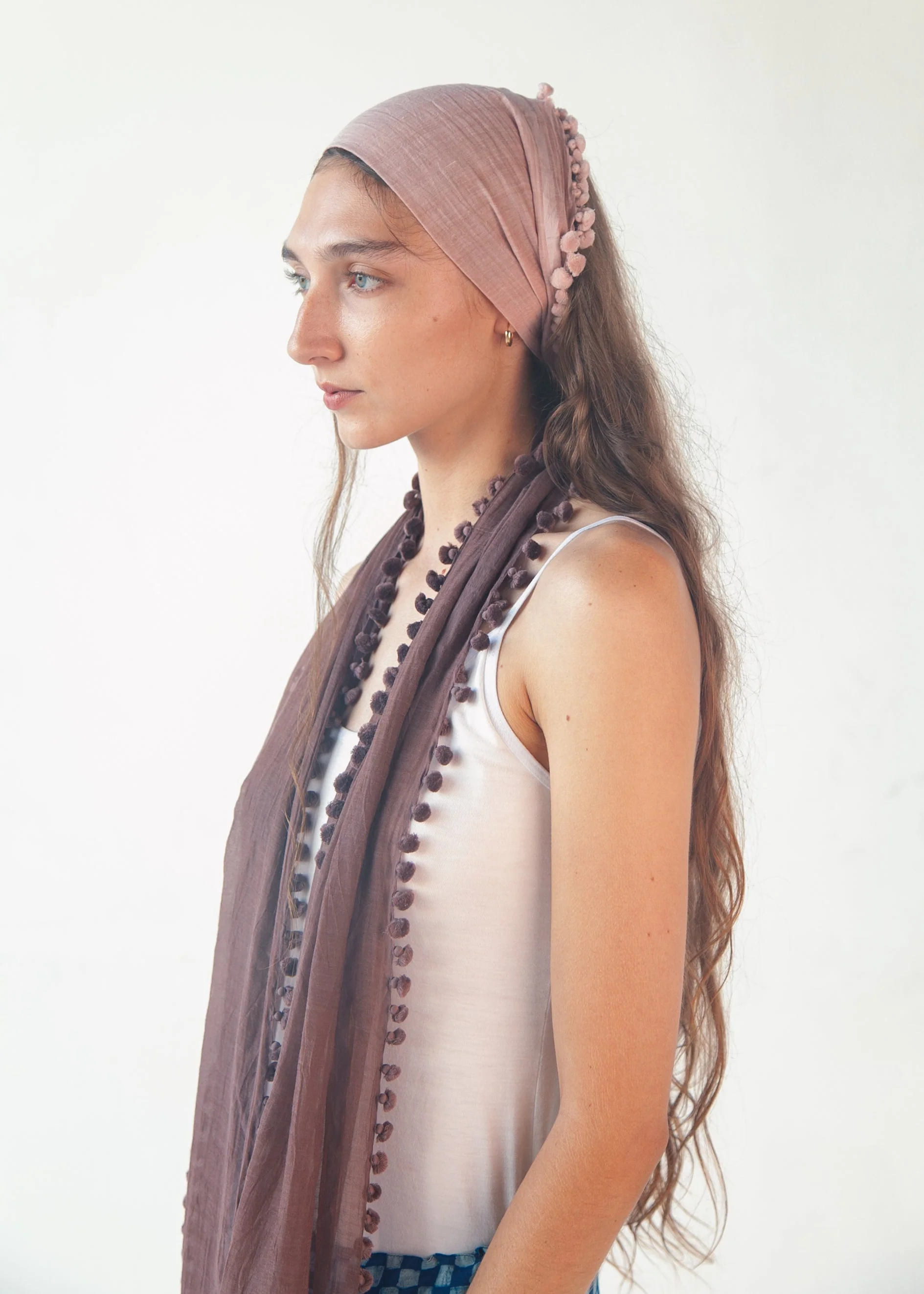 Dupatta Plain Scarf - Mauve - Image 4