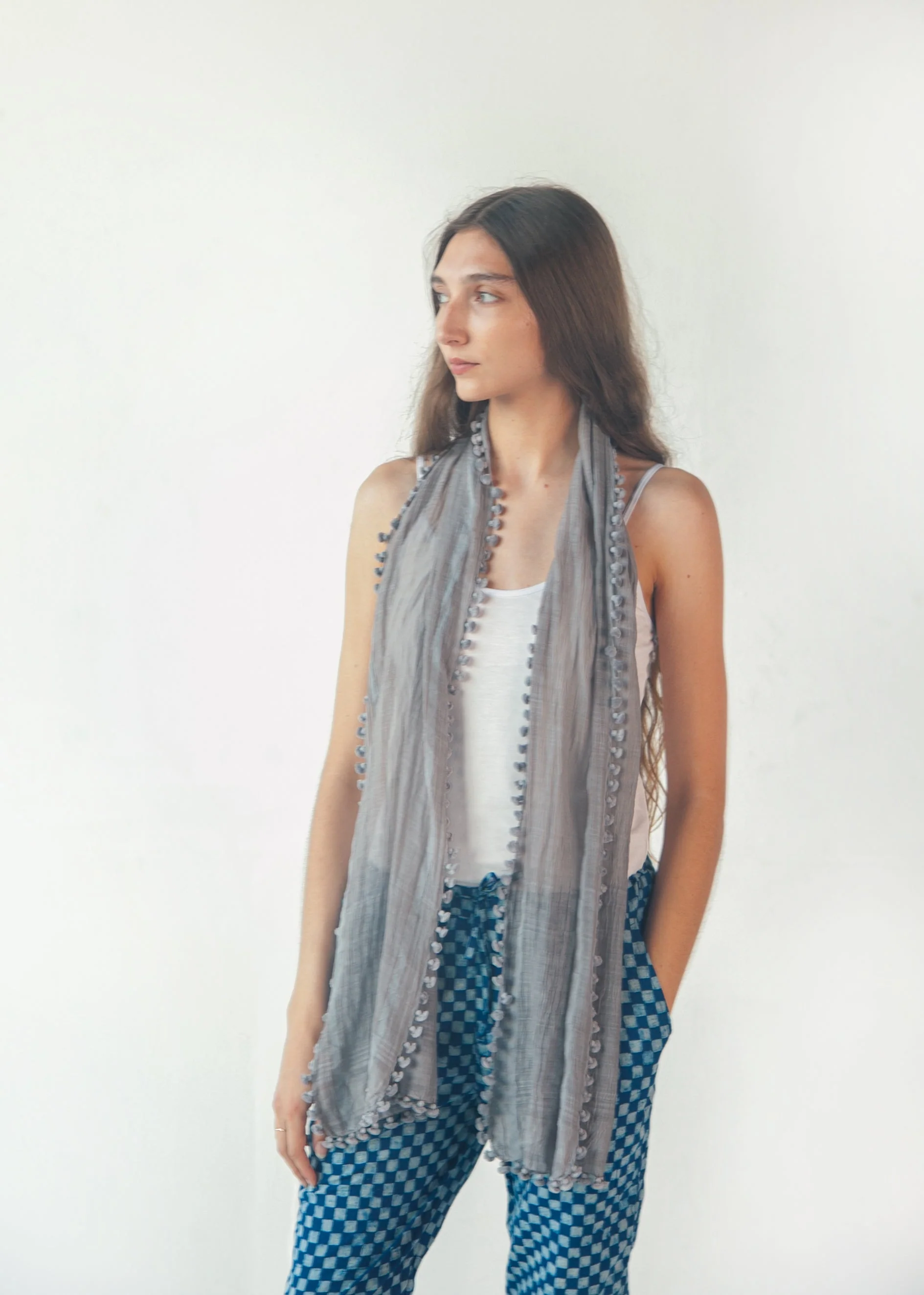 Dupatta Plain Scarf - Silver - Image 2
