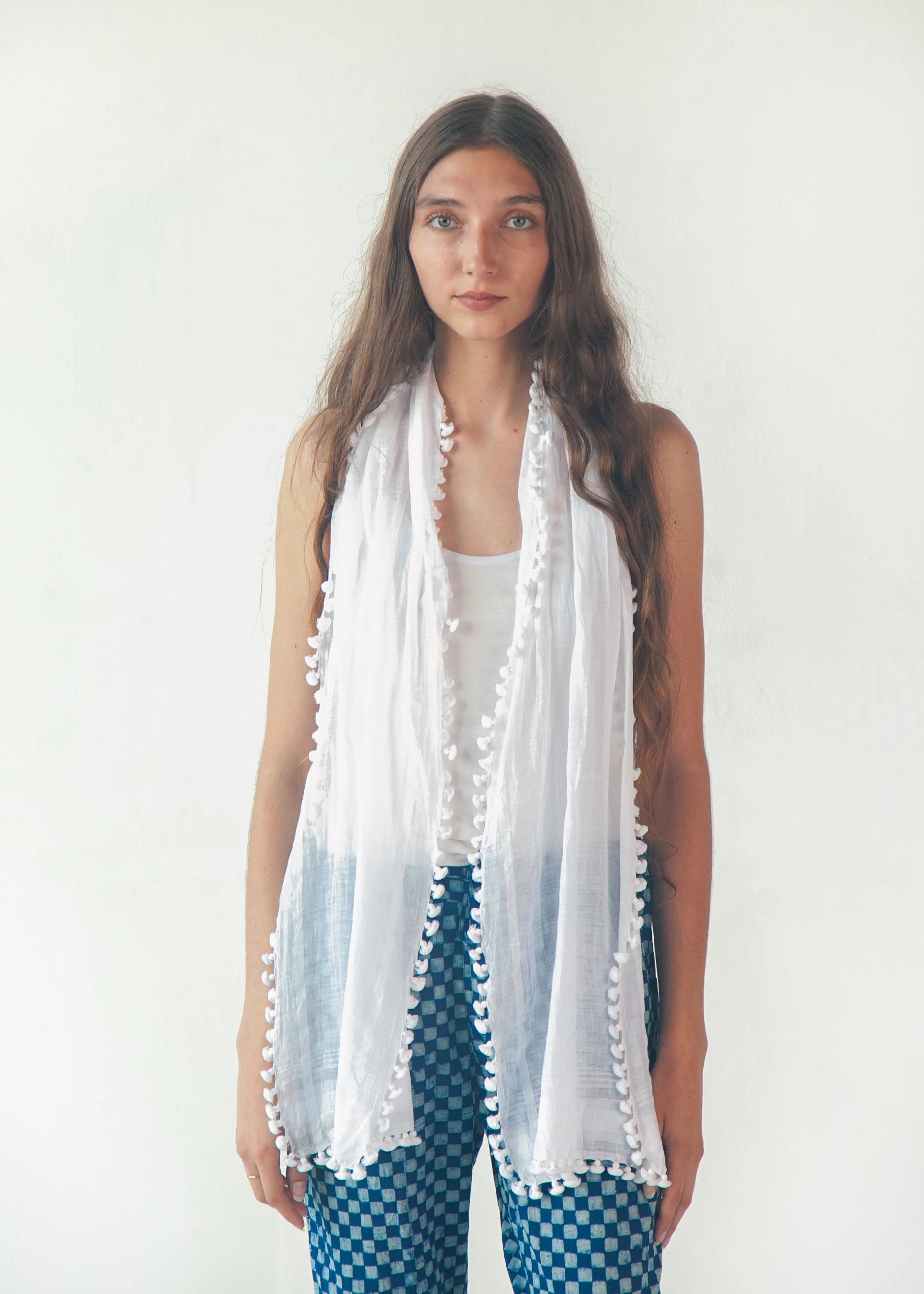 Dupatta Plain Scarf - White - Image 2